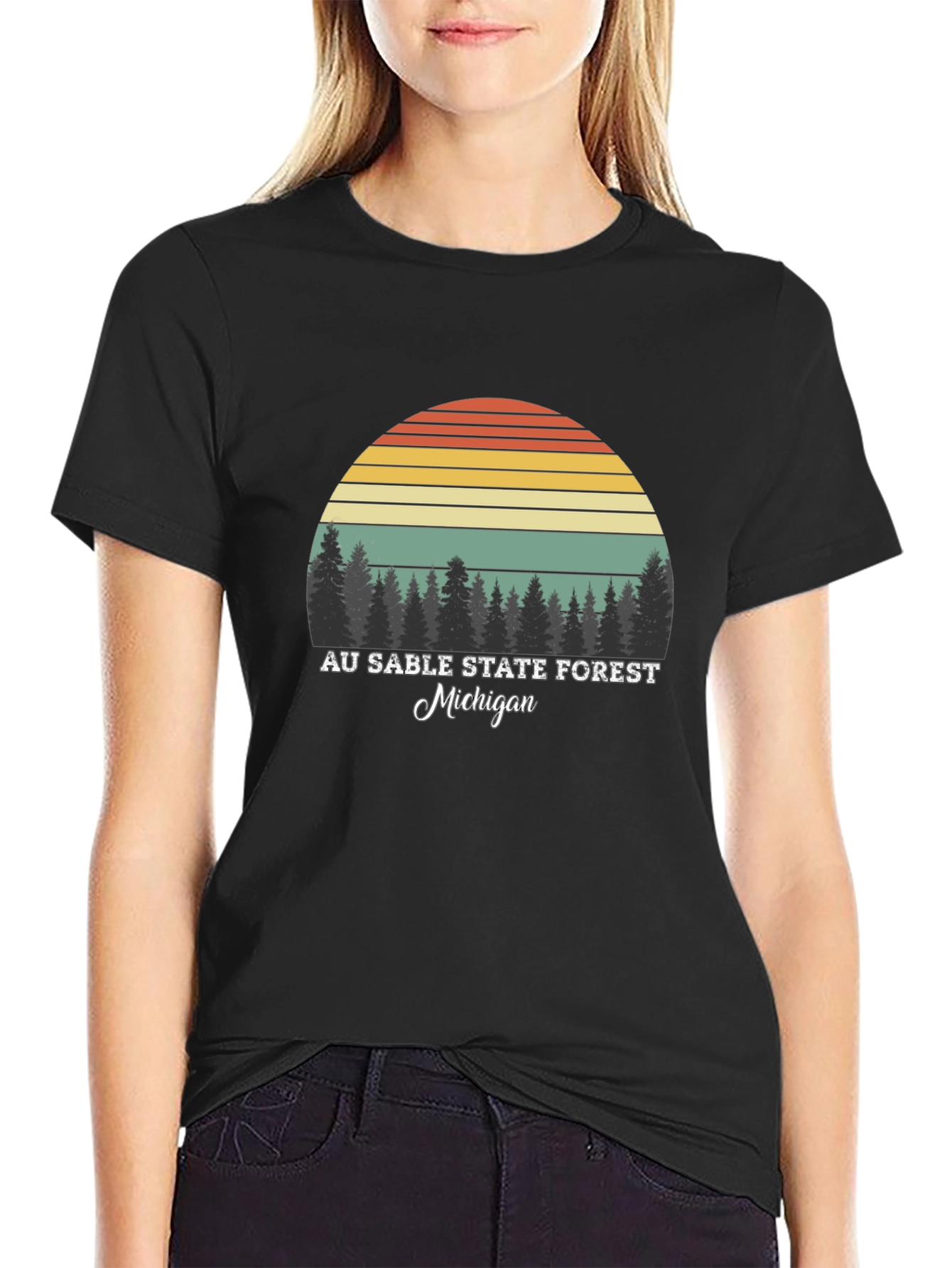 Black Au Sable State Forest Michigan T-Shirt view 2