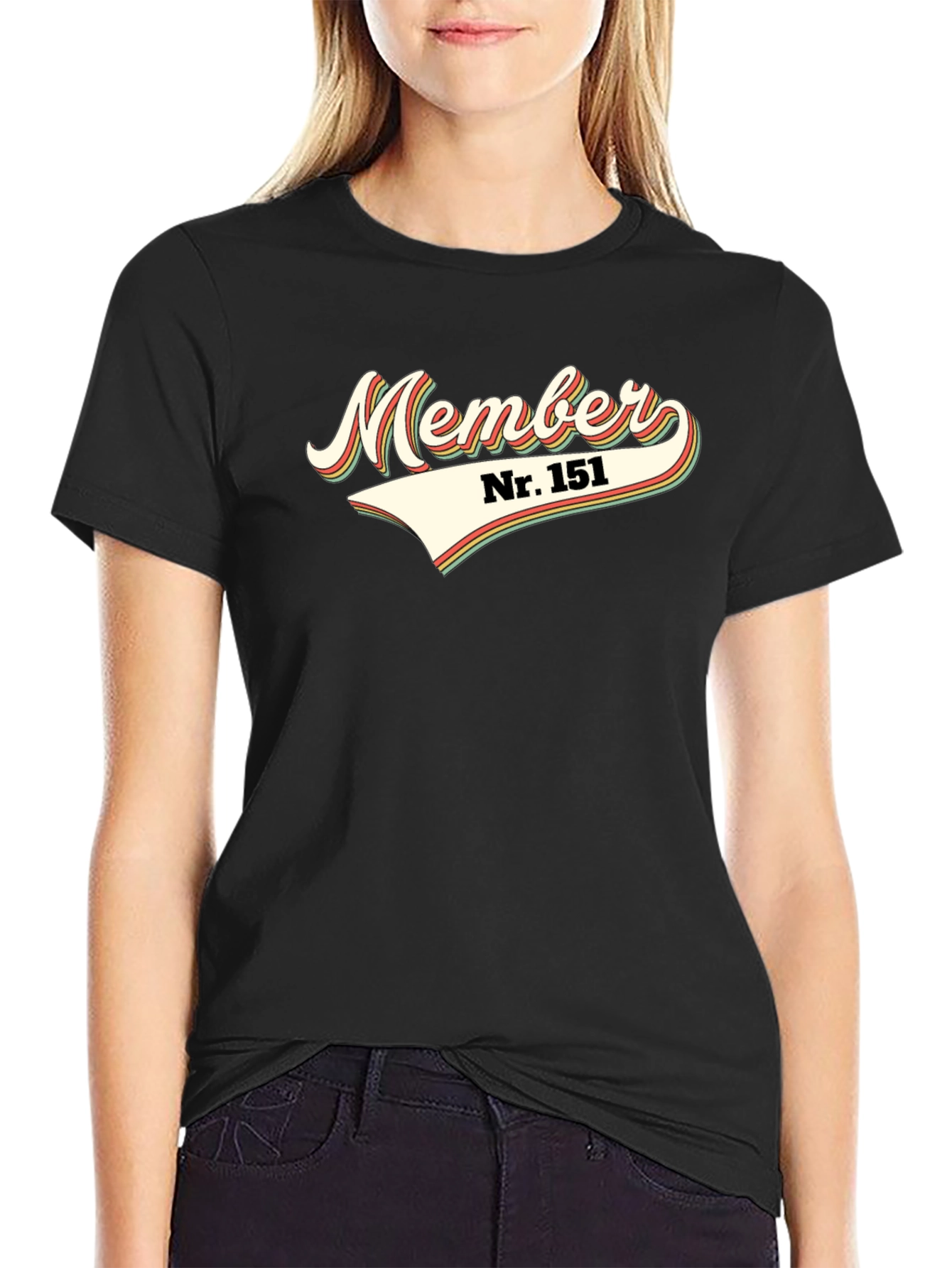Black Member No. 151 Black T-Shirt Retro Design view 2