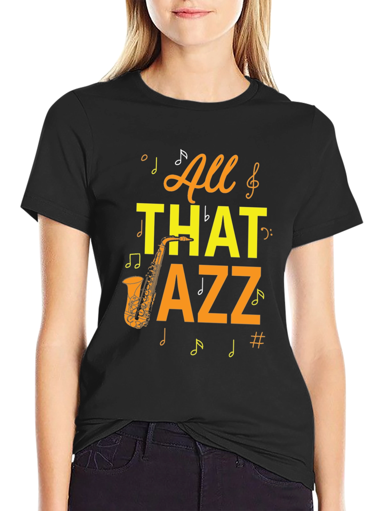 Black All That Jazz Graphic Tee - Music Lover T-Shirt view 2