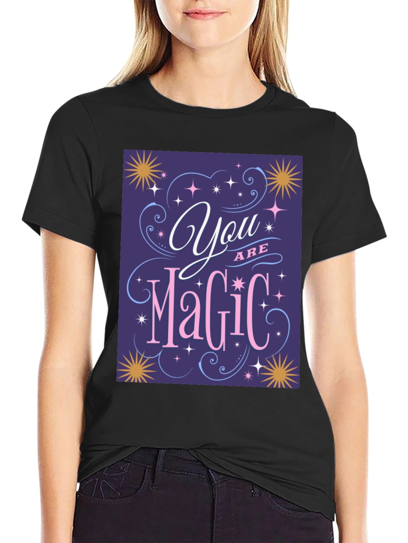 Black You Are Magic T-Shirt - Positive Vibes Tee view 2