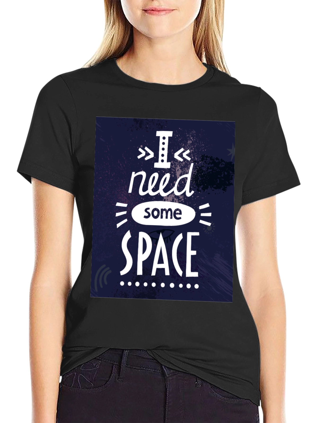 Black I Need Some Space Graphic T-Shirt - Black view 2