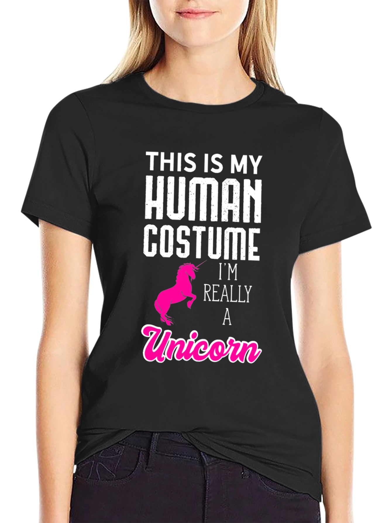 Black Human Costume Unicorn T-Shirt - Funny & Cute! view 2