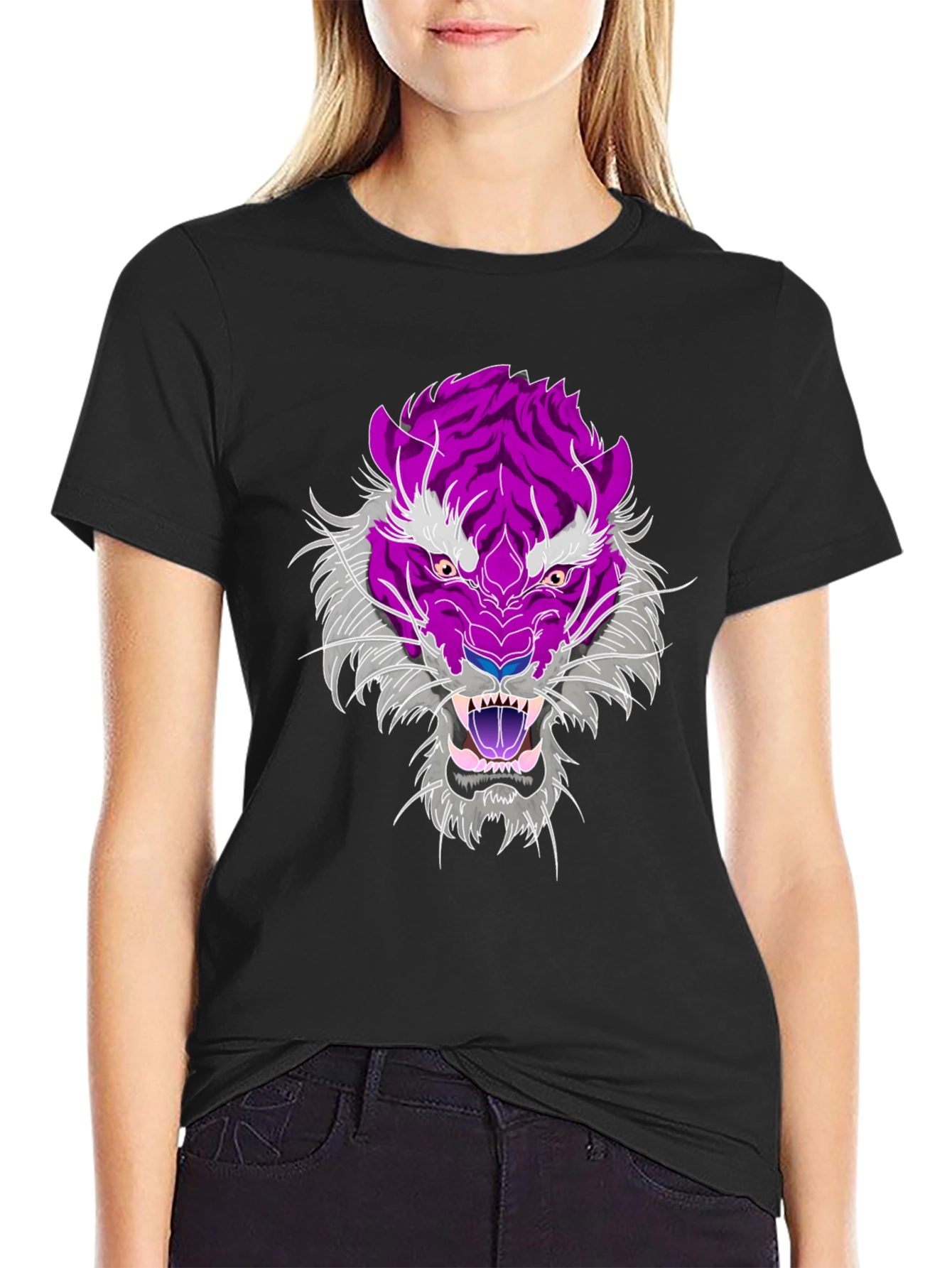 Black Tiger Graphic Tee - Black Cotton Blend view 2