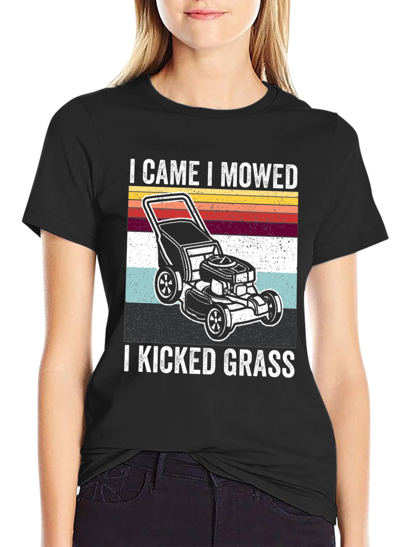 Black I Came I Mowed I Kicked Grass T-Shirt view 2