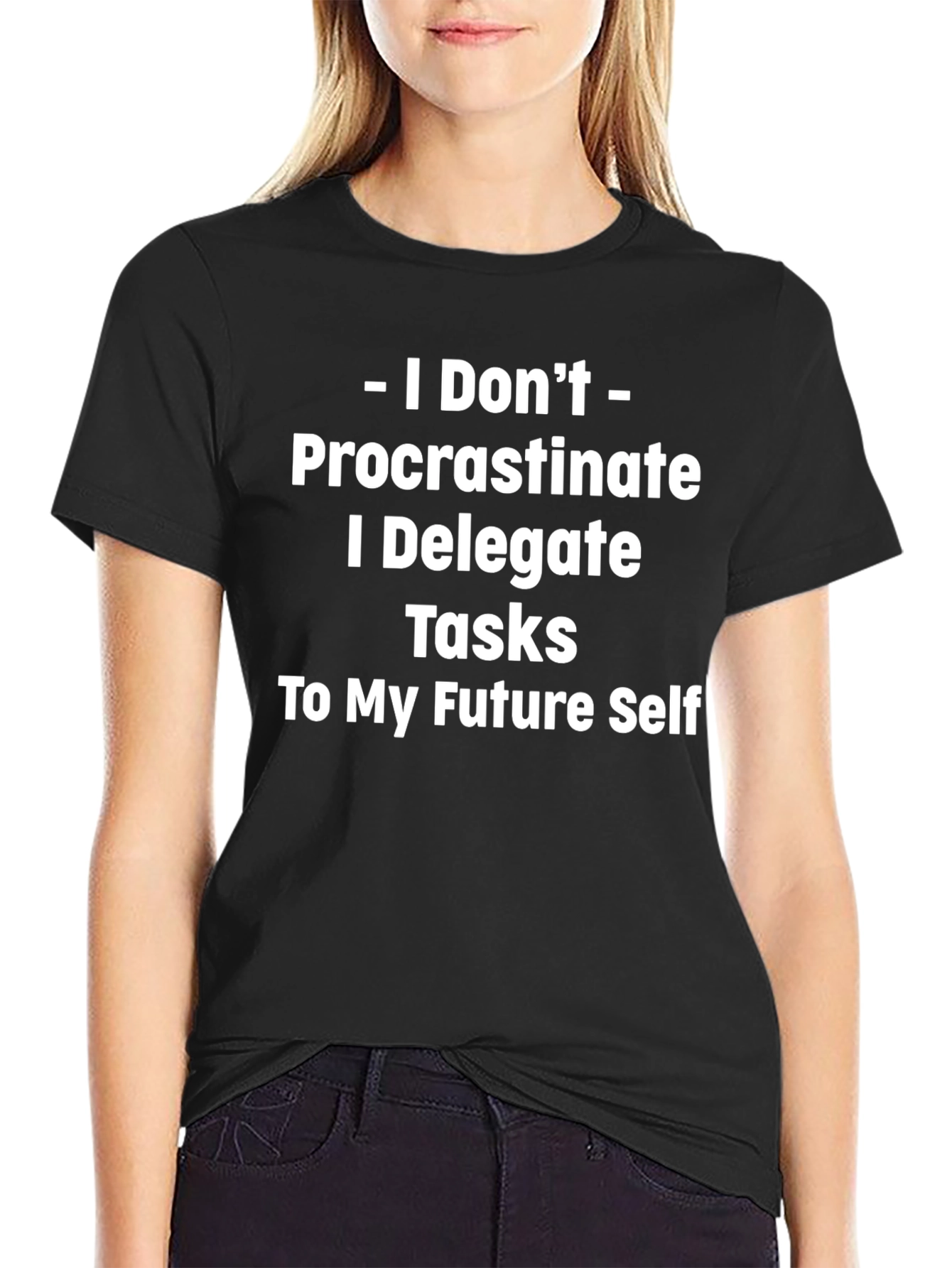 Black Procrastination Delegation Funny T-Shirt view 2