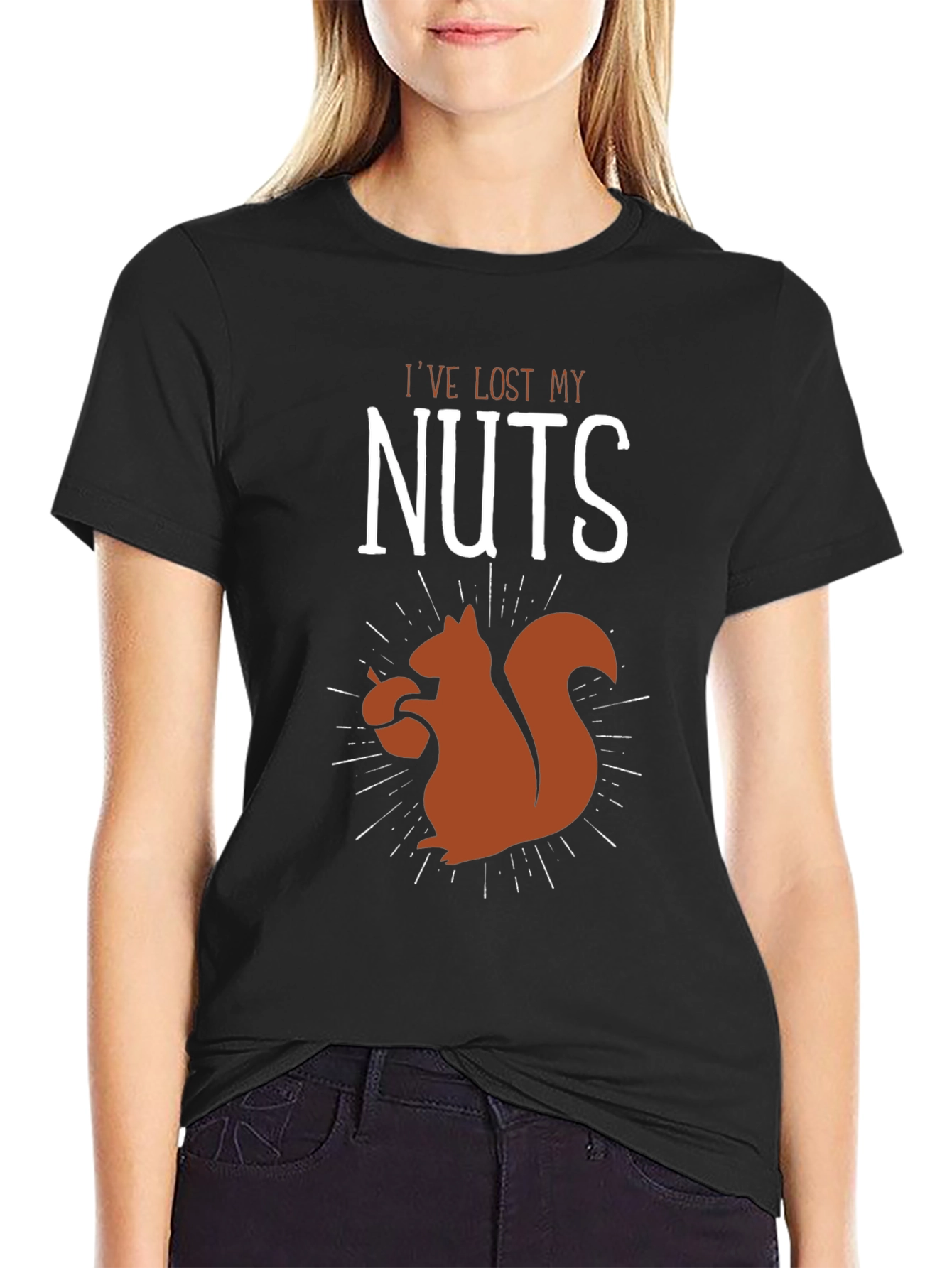 Black I've Lost My Nuts T-Shirt - Funny Squirrel Graphic Tee view 2