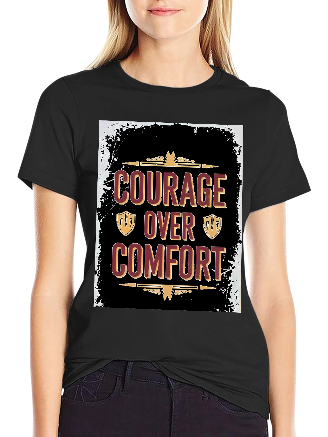 Black Courage Over Comfort Graphic Tee view 2