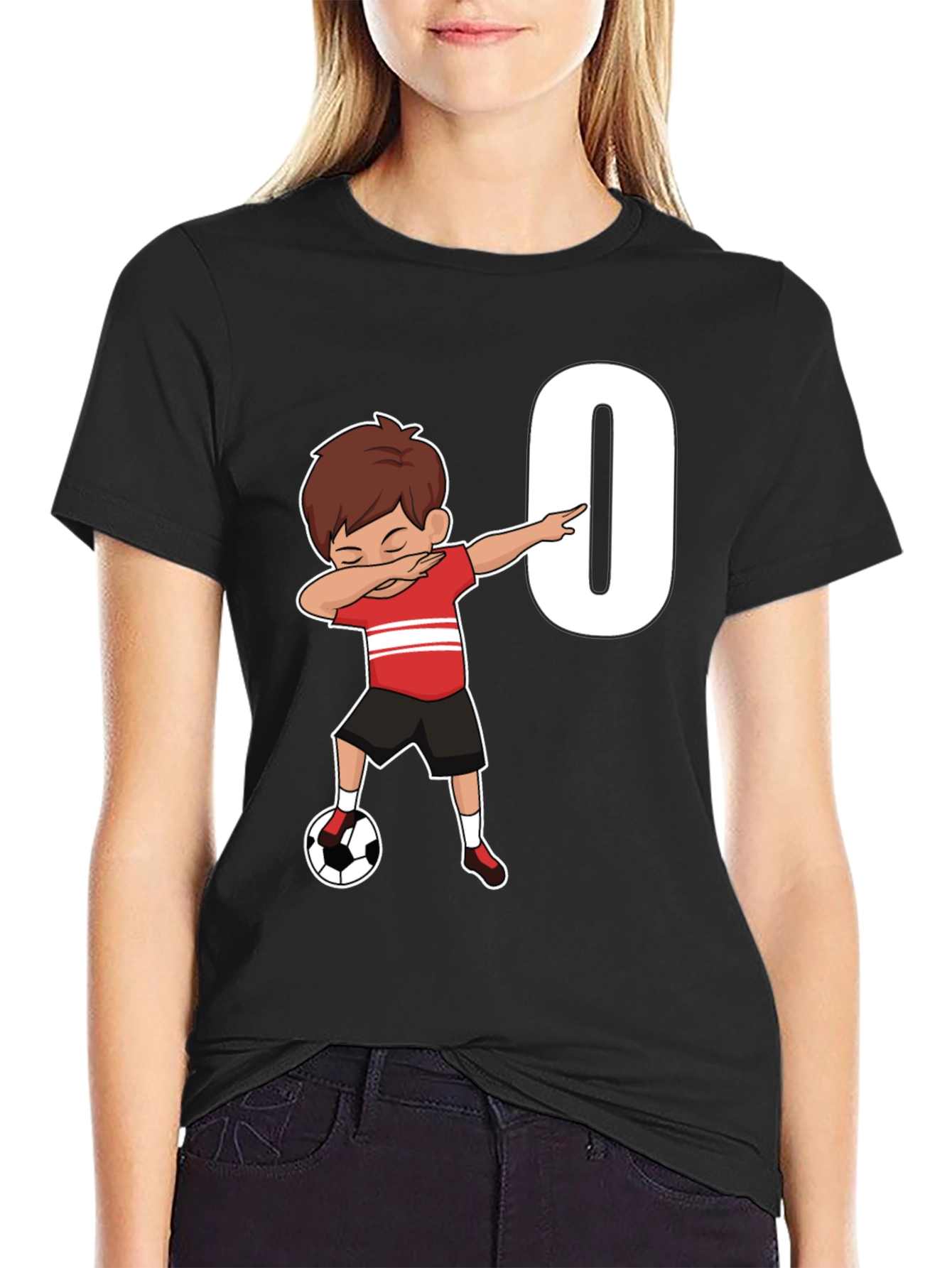 Black Soccer Birthday T-Shirt - Number 0 view 2