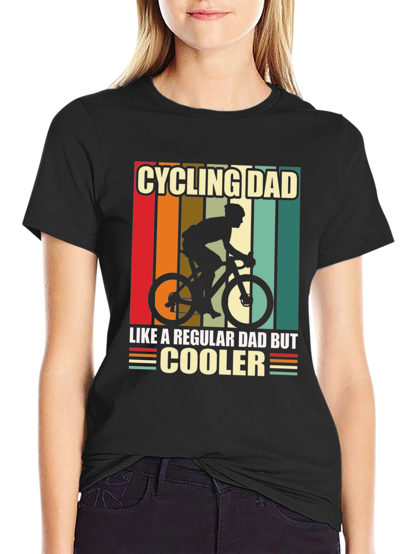 Black Cycling Dad T-Shirt - Like a Regular Dad But Cooler! view 2