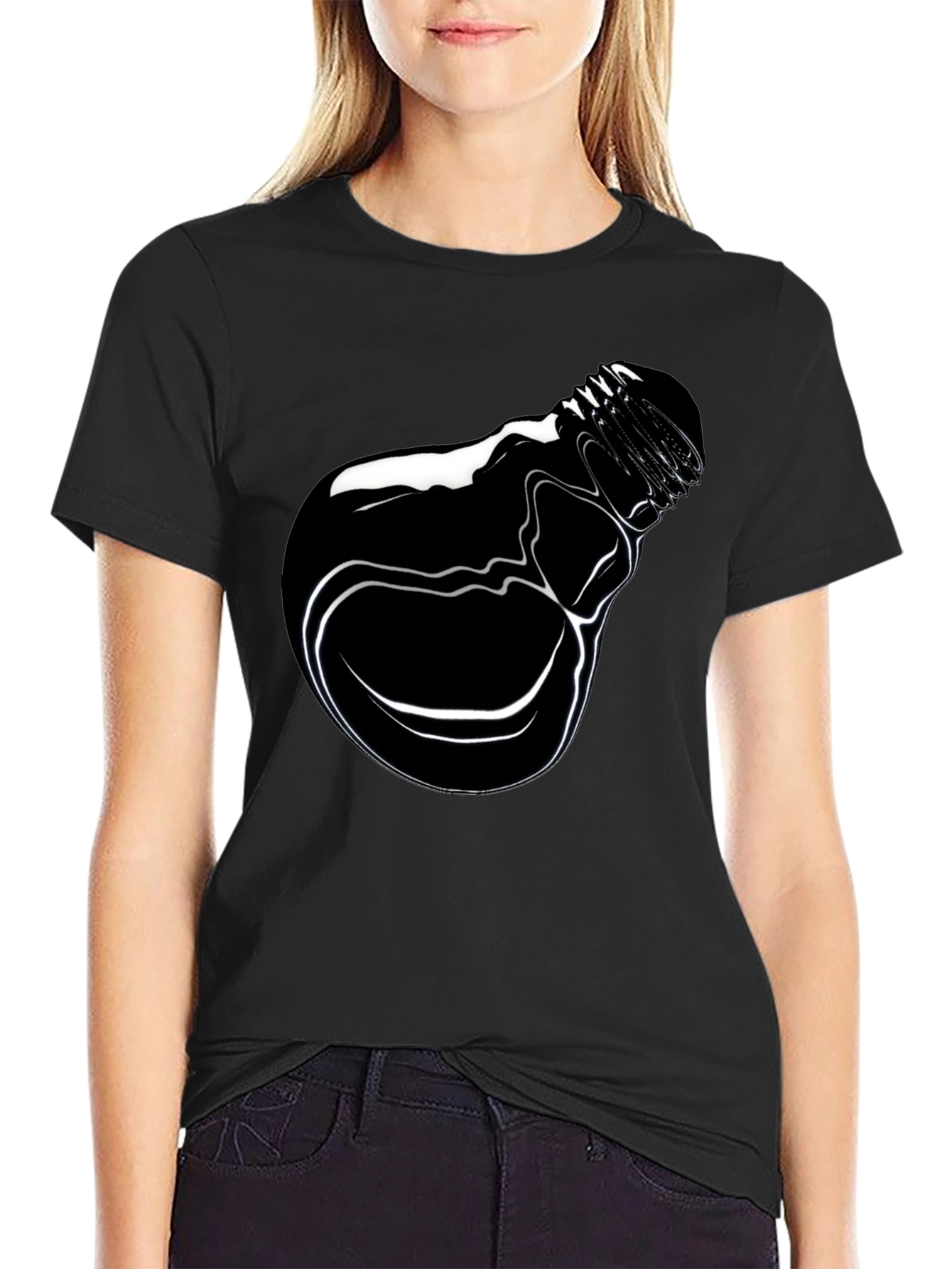 Black Men's Black Graphic Tee - Lightbulb Design view 2