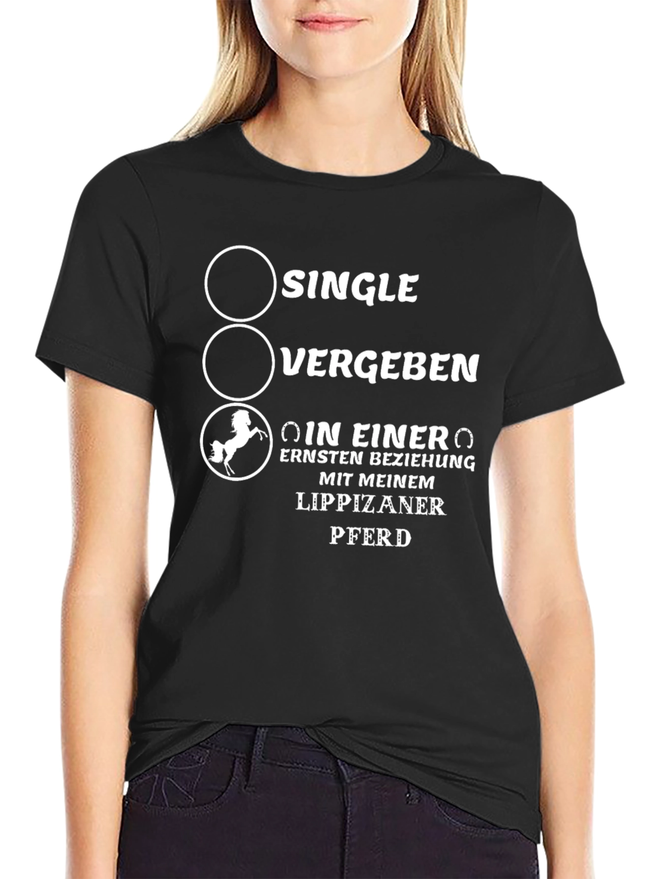 Black Funny Horse Lover T-Shirt - Relationship Status view 2