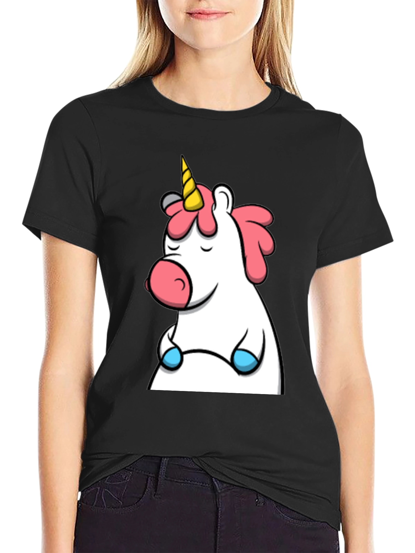 Black Unicorn Graphic Black T-Shirt view 2