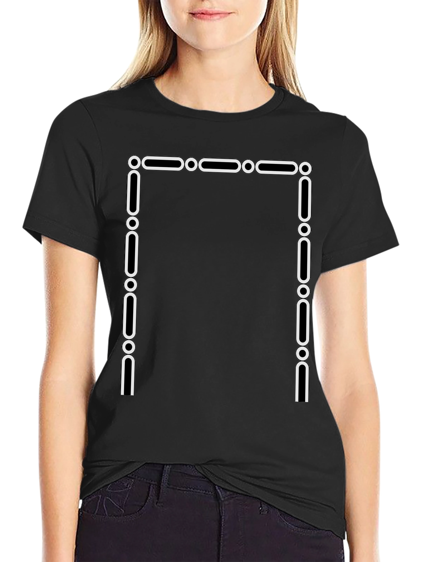 Black Geometric Frame Black T-Shirt view 2