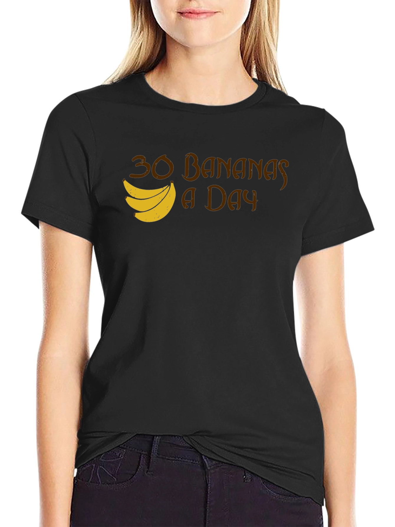 Black 30 Bananas a Day T-Shirt - Funny Fruit Tee view 2