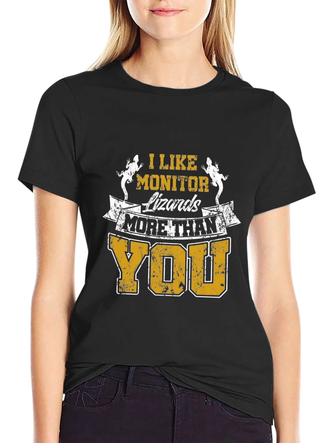 Black I Like Monitor Lizards More Than You T-Shirt view 2