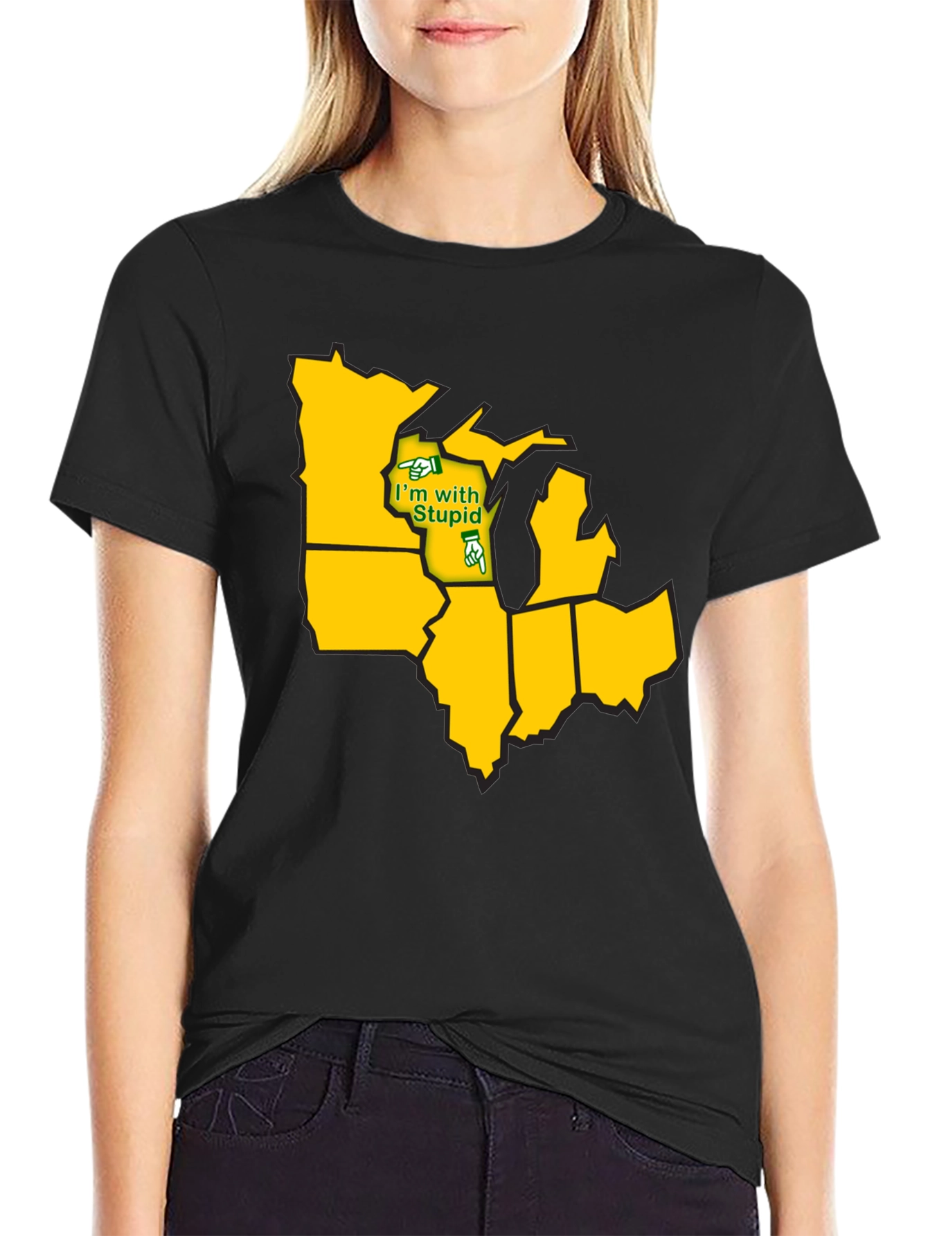 Black Midwest States Funny Humor Graphic T-Shirt view 2