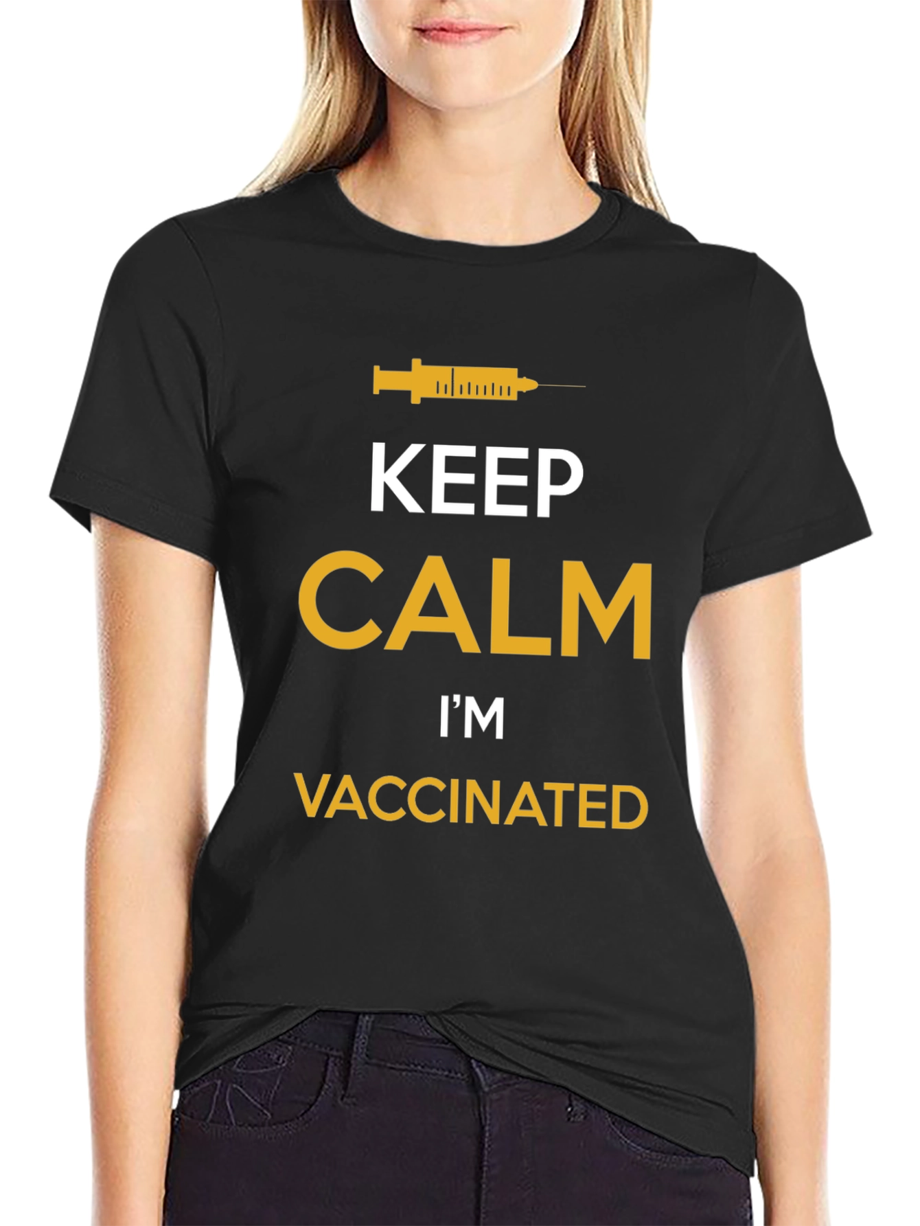 Black Keep Calm I'm Vaccinated Graphic Tee view 2