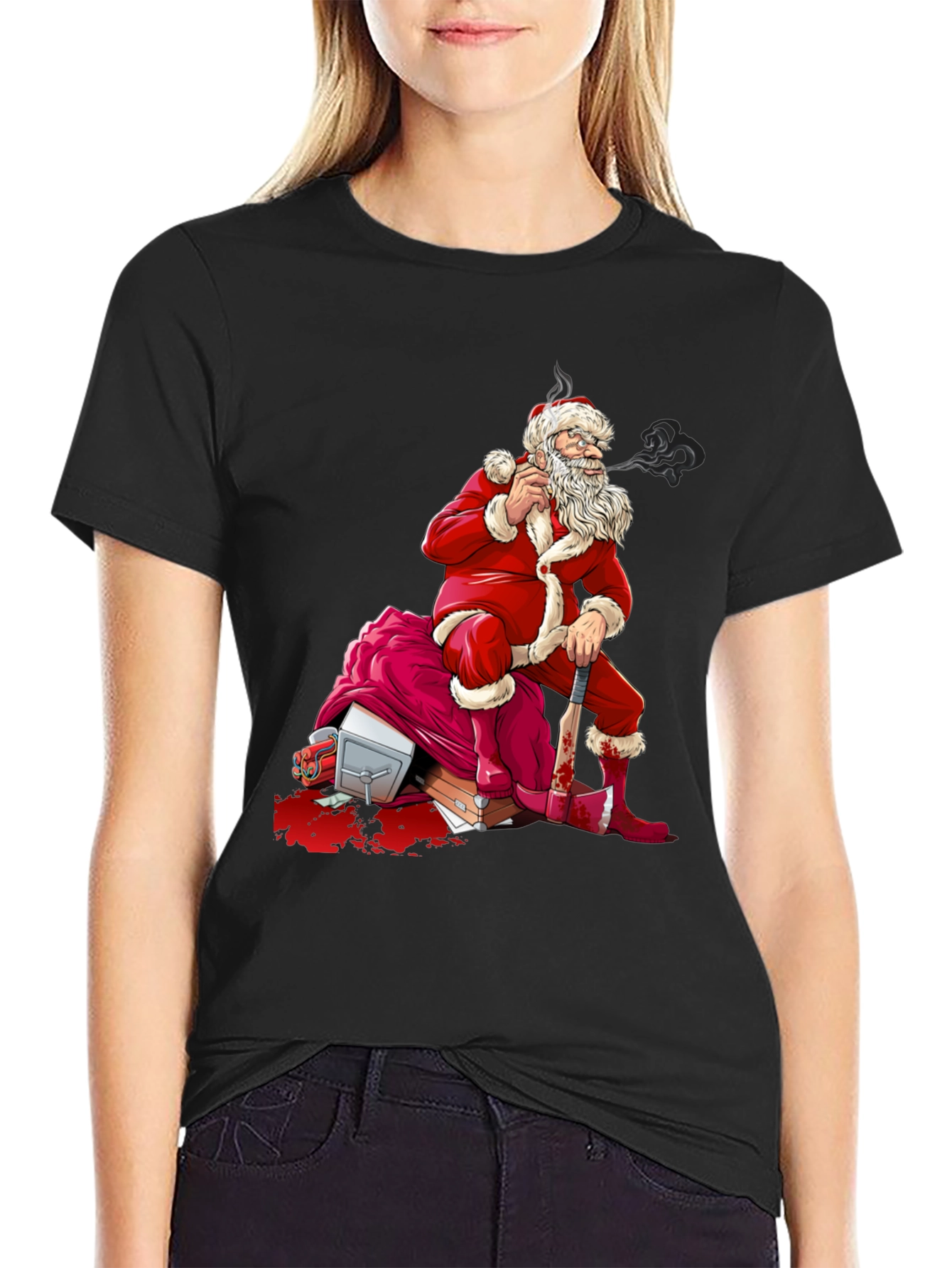 Bad Santa T-Shirt - Bloody Axe Christmas Tee - 2