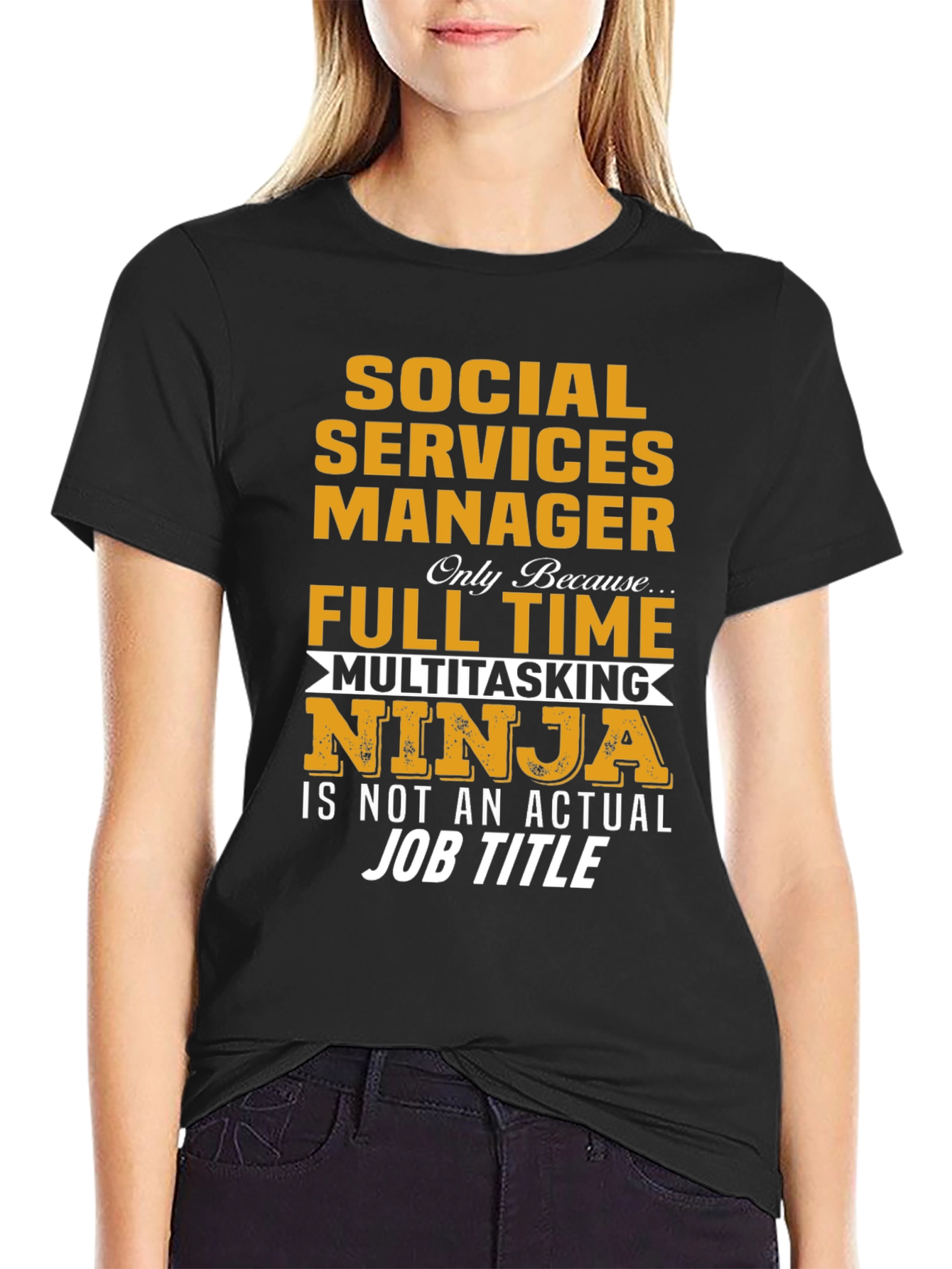 Black Social Services Manager T-Shirt - Multitasking Ninja view 2