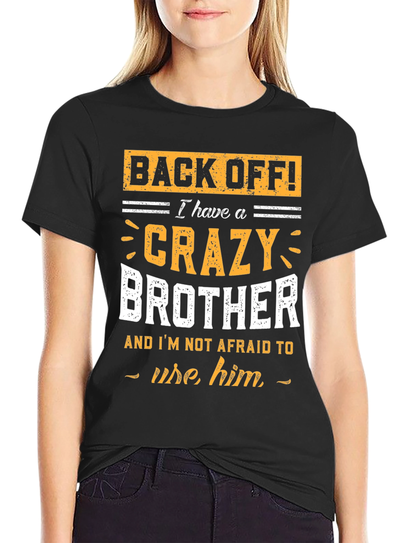 Black Crazy Brother T-Shirt: Back Off! view 2