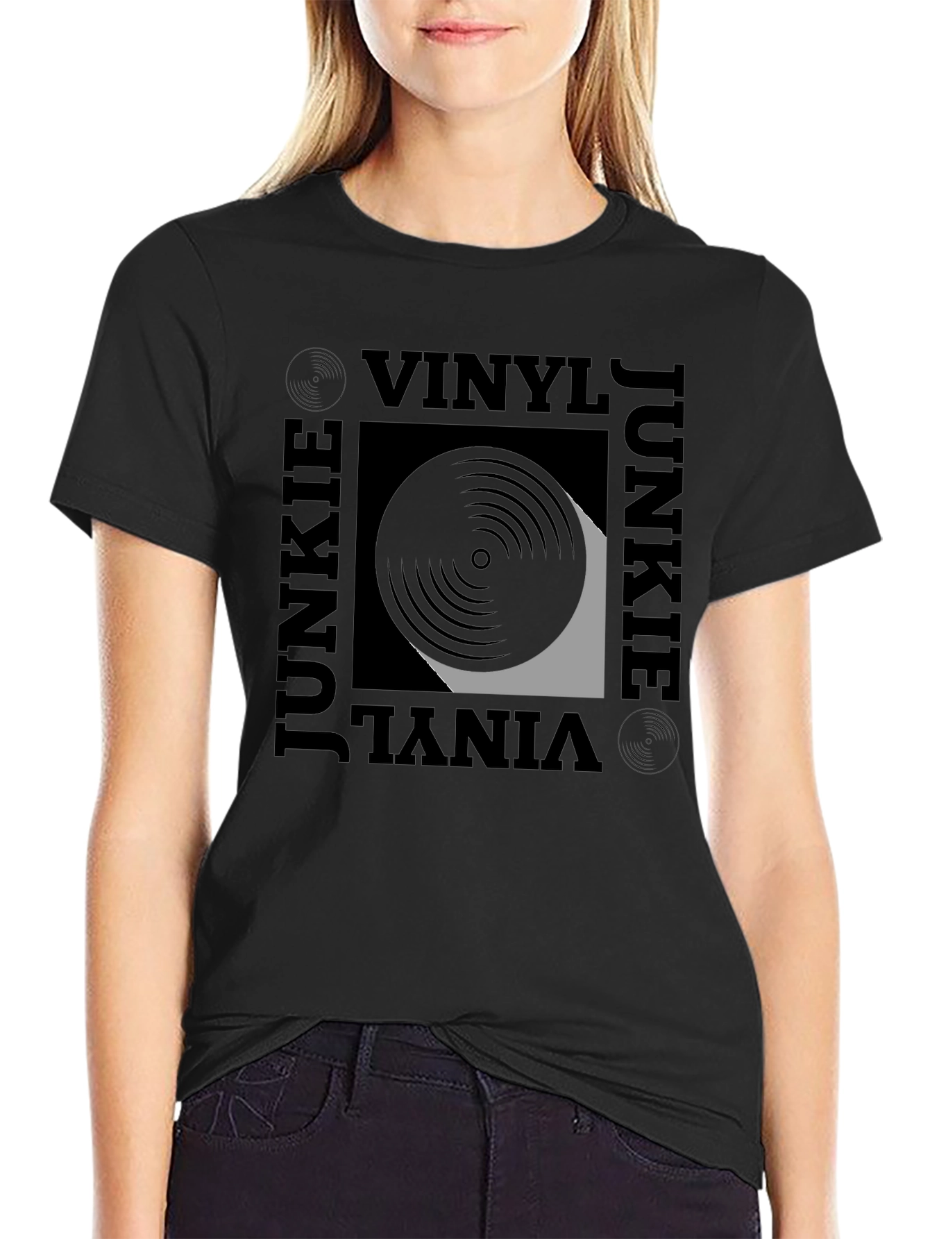 Black Vinyl Junkie Graphic Tee - Black T-Shirt view 2
