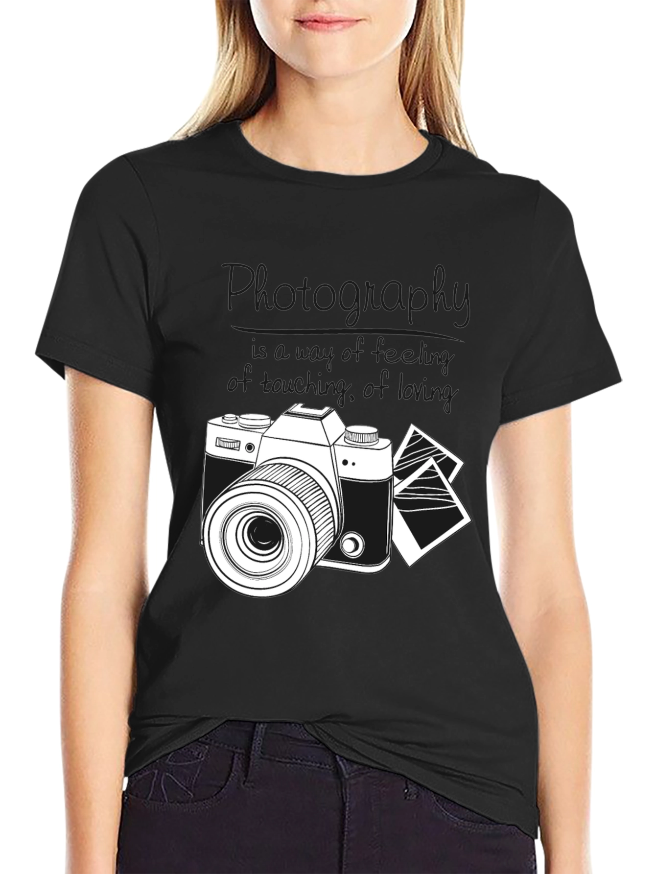 Black Photography T-Shirt - "Just Looking" Black Graphic Tee view 2