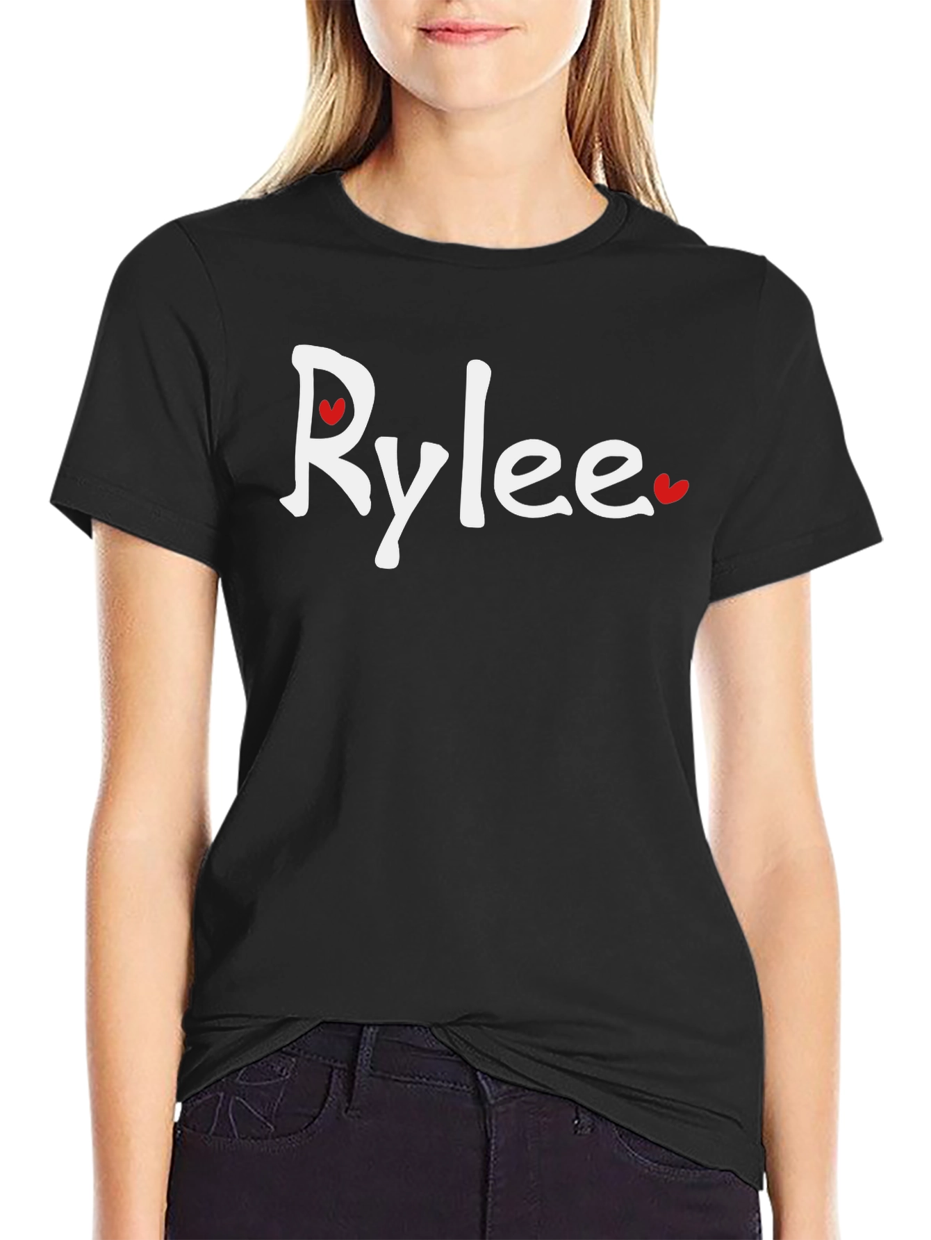 Black RyLee Heart Graphic T-Shirt - Cotton Blend Tee view 2