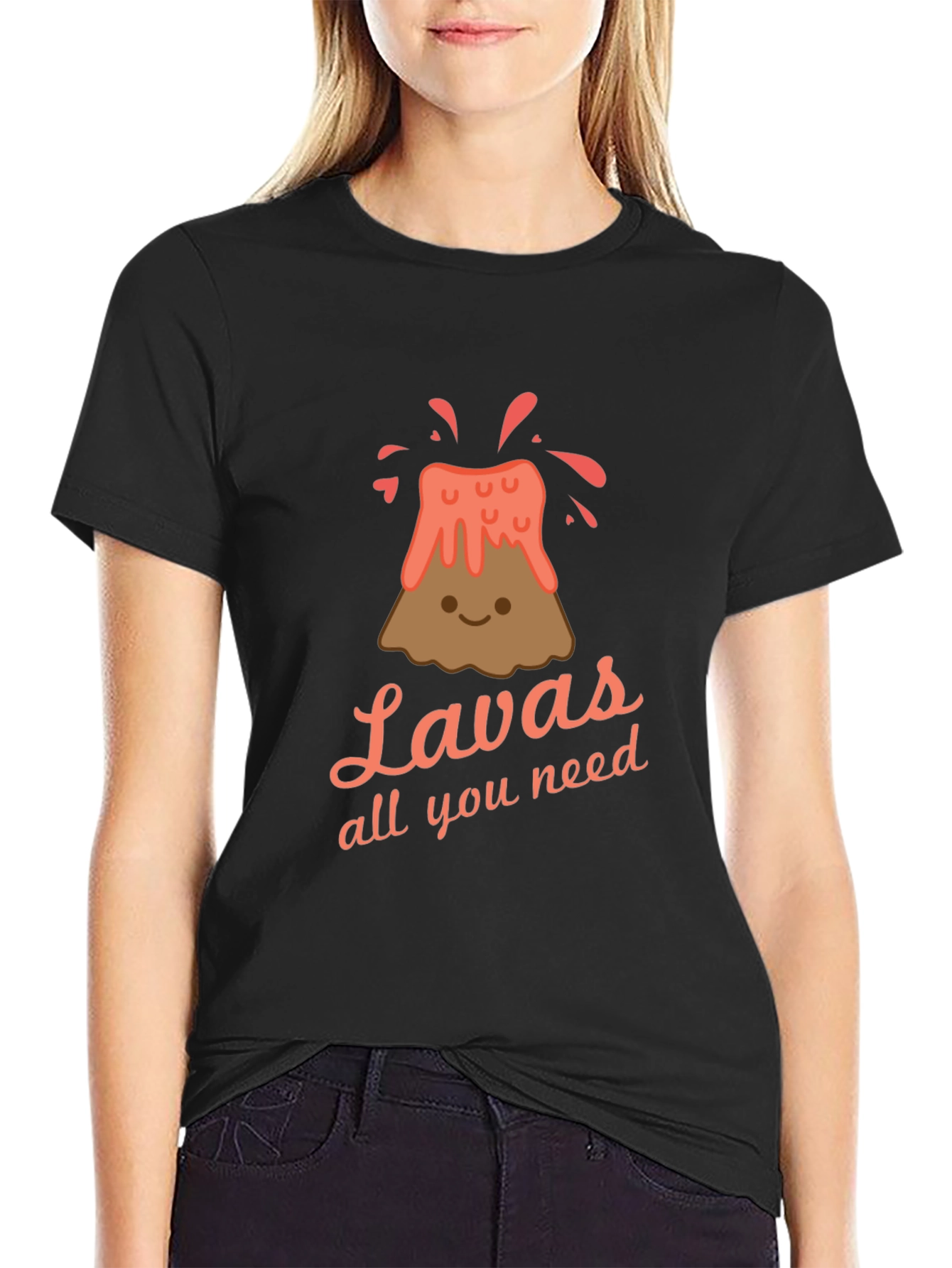 Black Cute Lava Volcano Graphic T-Shirt -  All You Need! view 2
