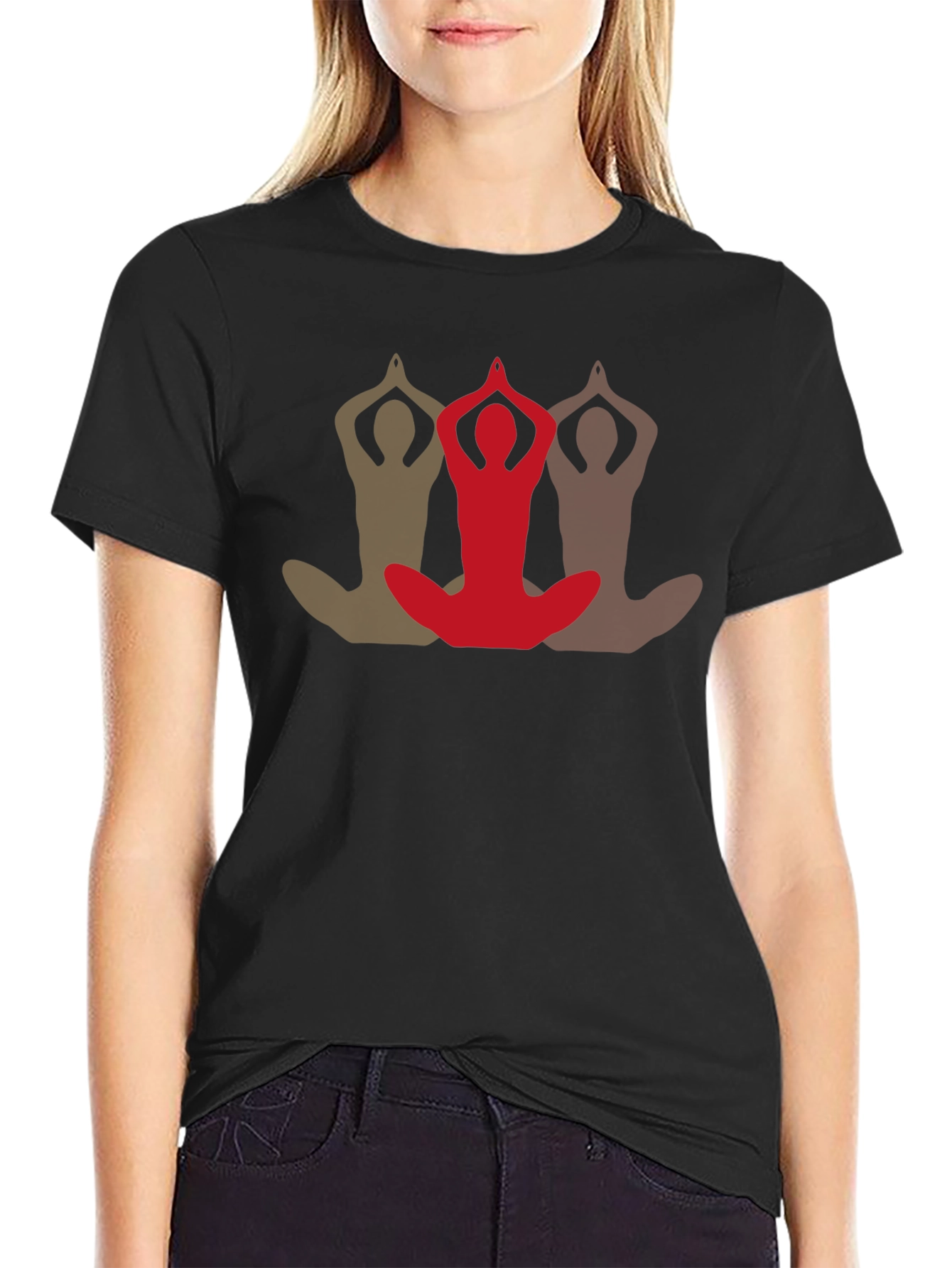 Black Yoga Pose Graphic Tee - Black Casual Shirt view 2