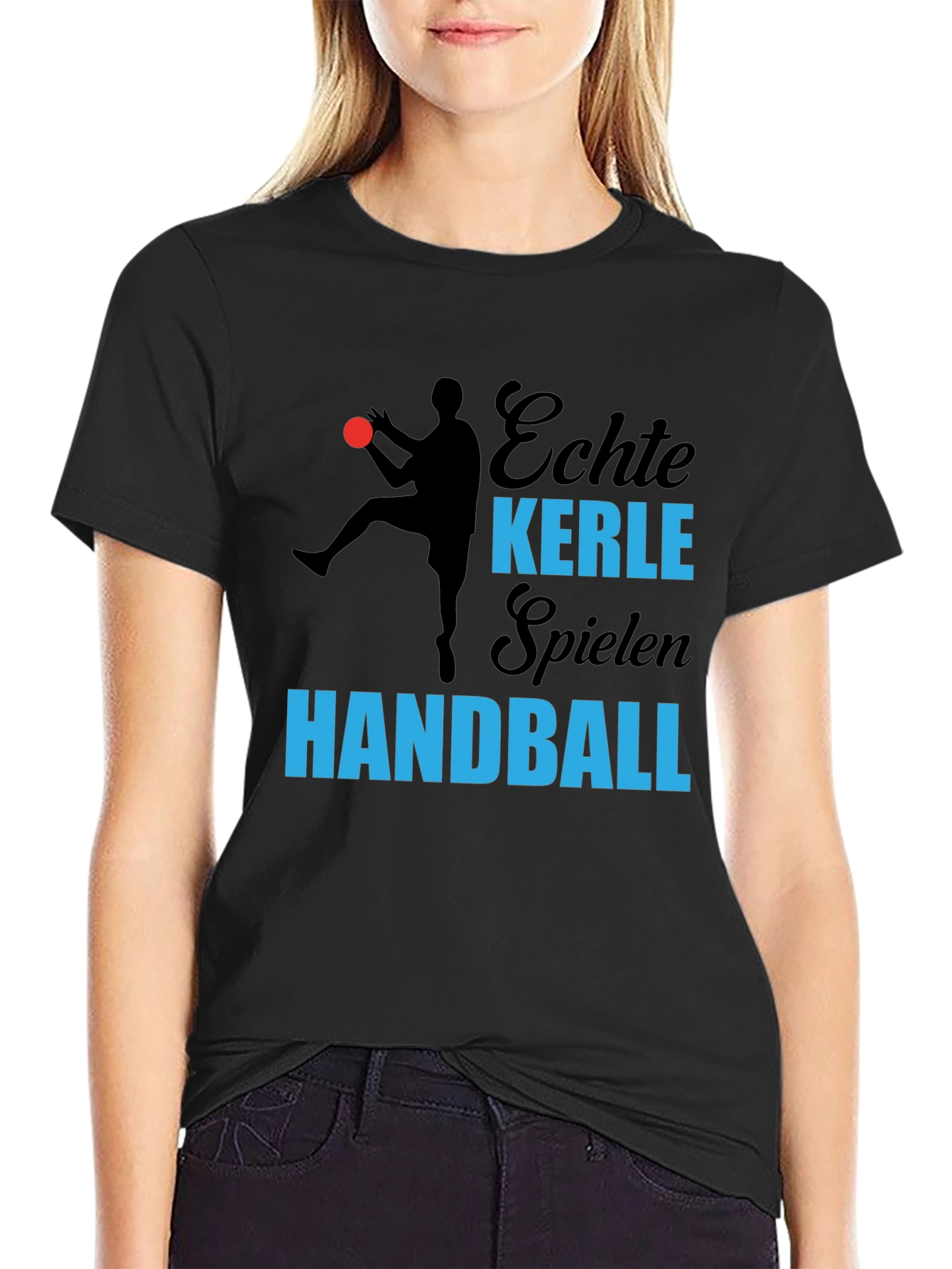 Black Echte Kerle Handball T-Shirt - Black view 2
