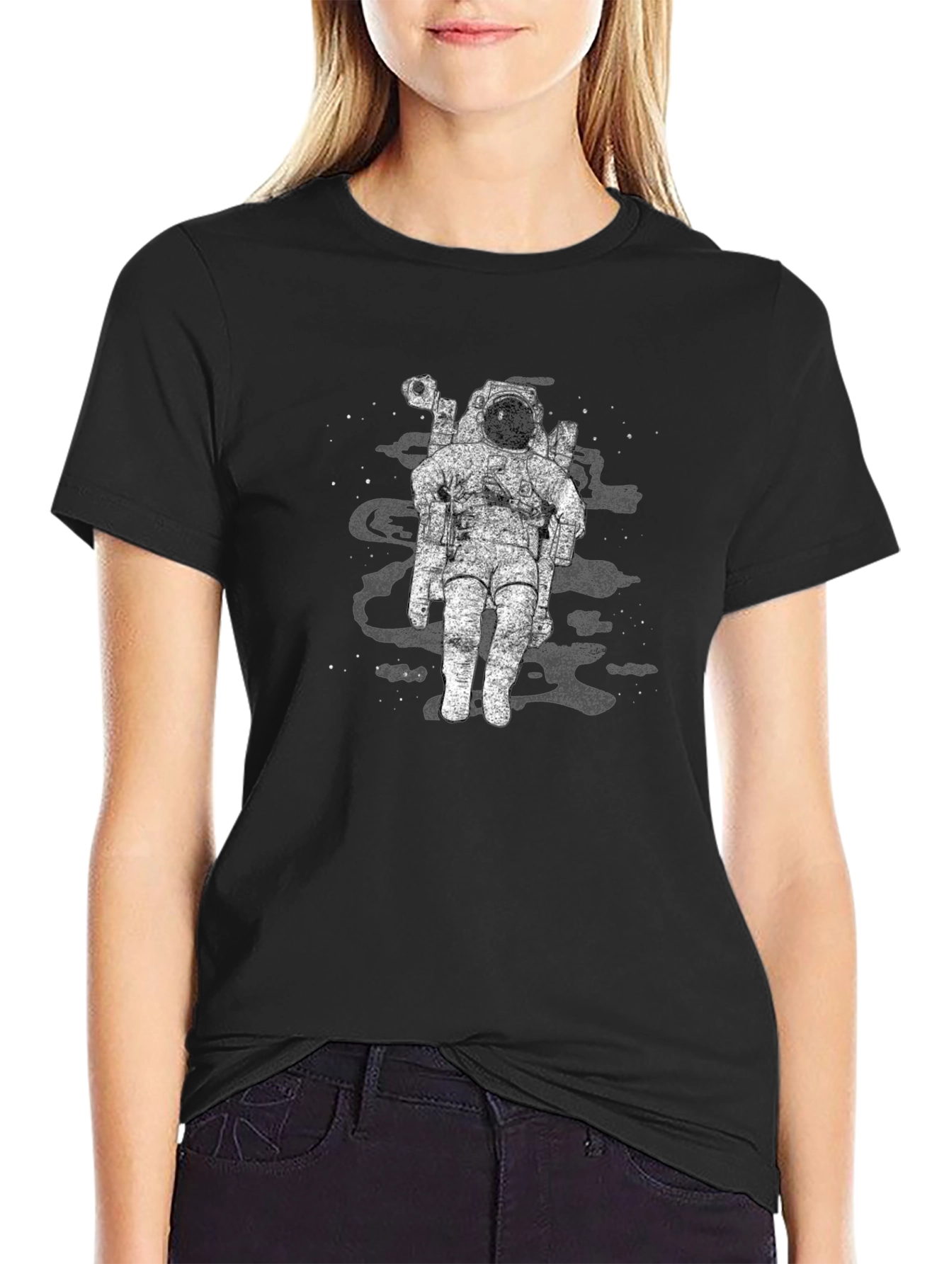 Black Astronaut Graphic Black T-Shirt view 2