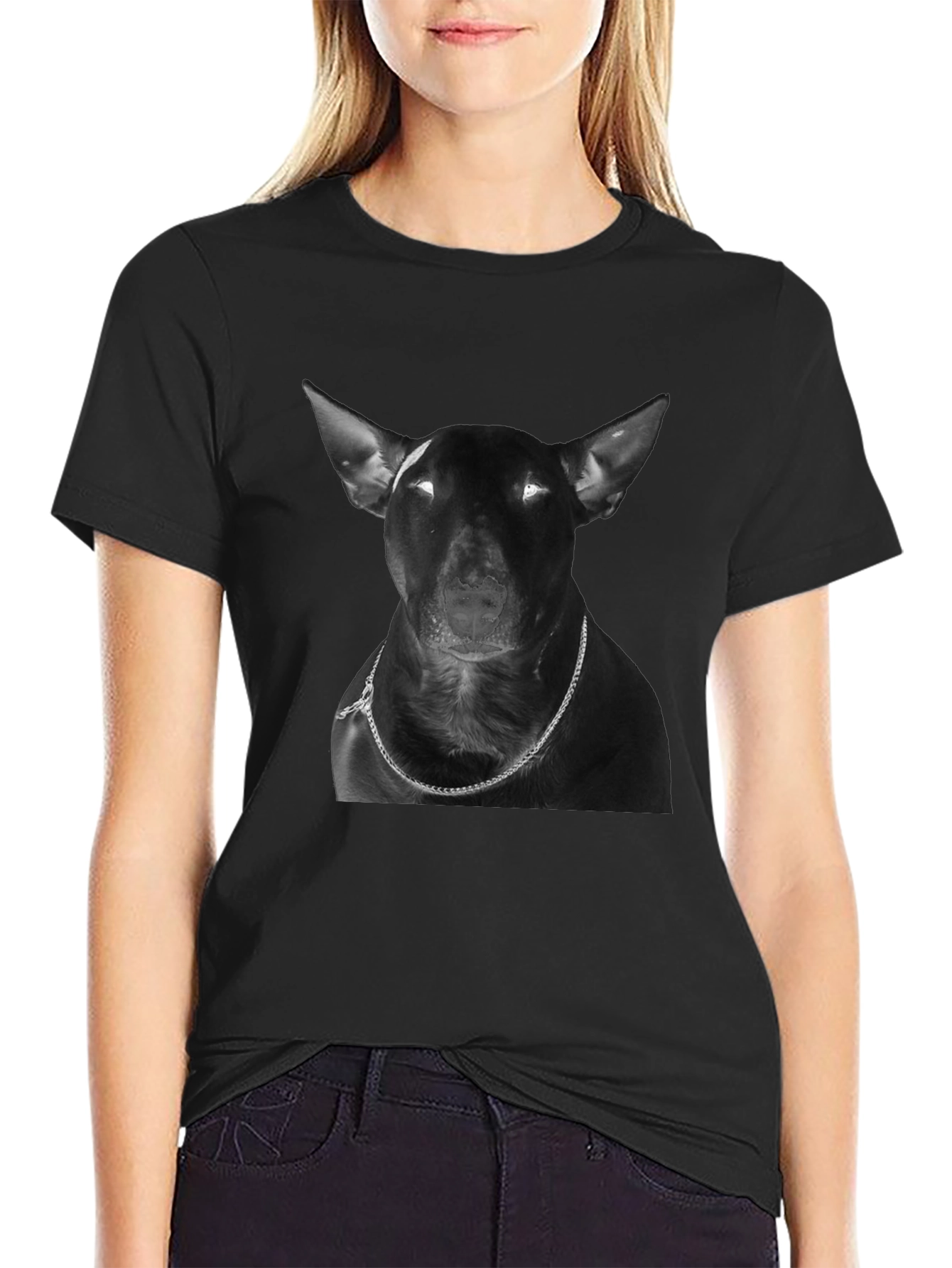 Black Dog Graphic T-Shirt - Bull Terrier Design view 2