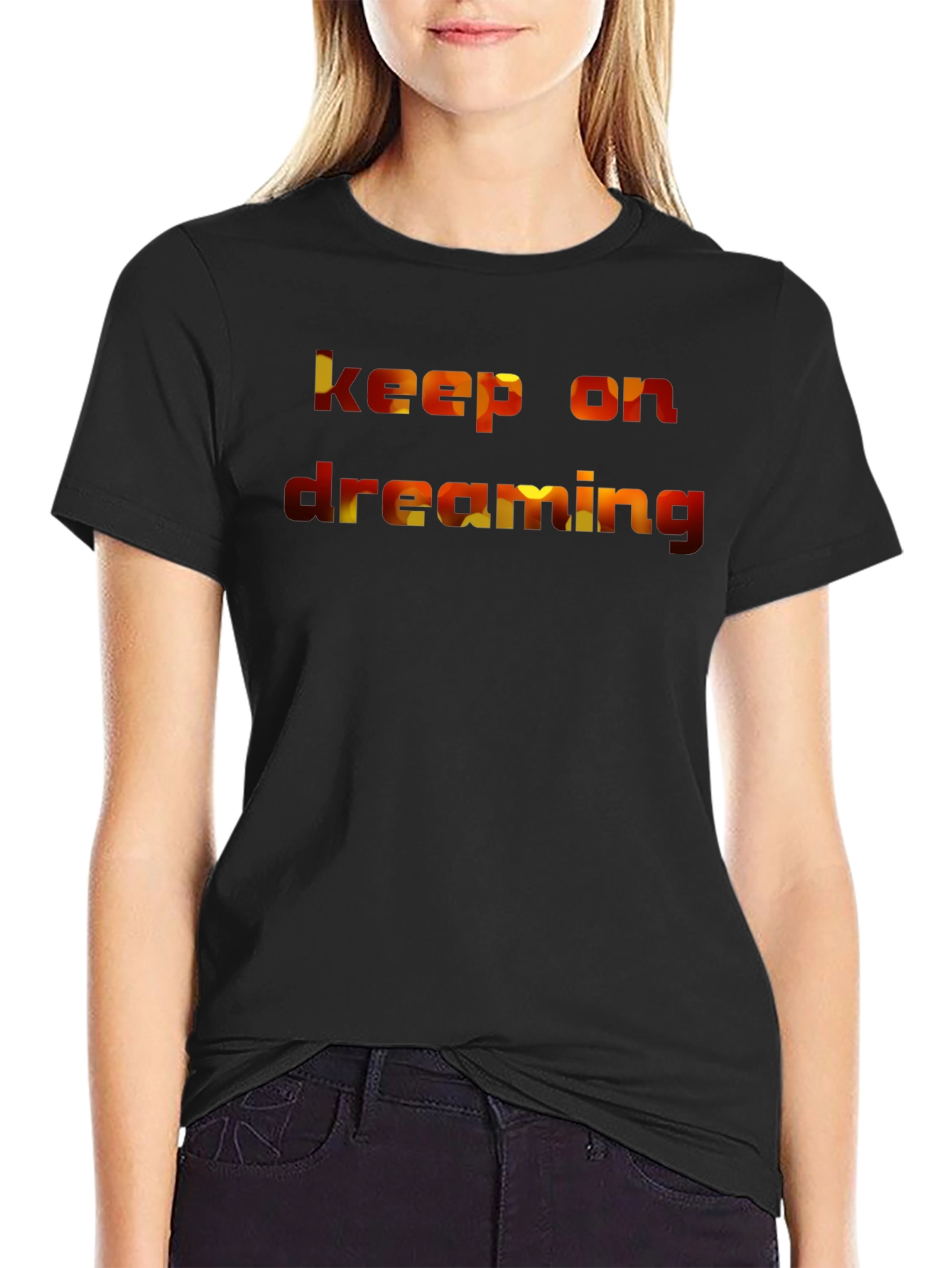 Black Keep On Dreaming Graphic Tee - Casual Black T-Shirt view 2