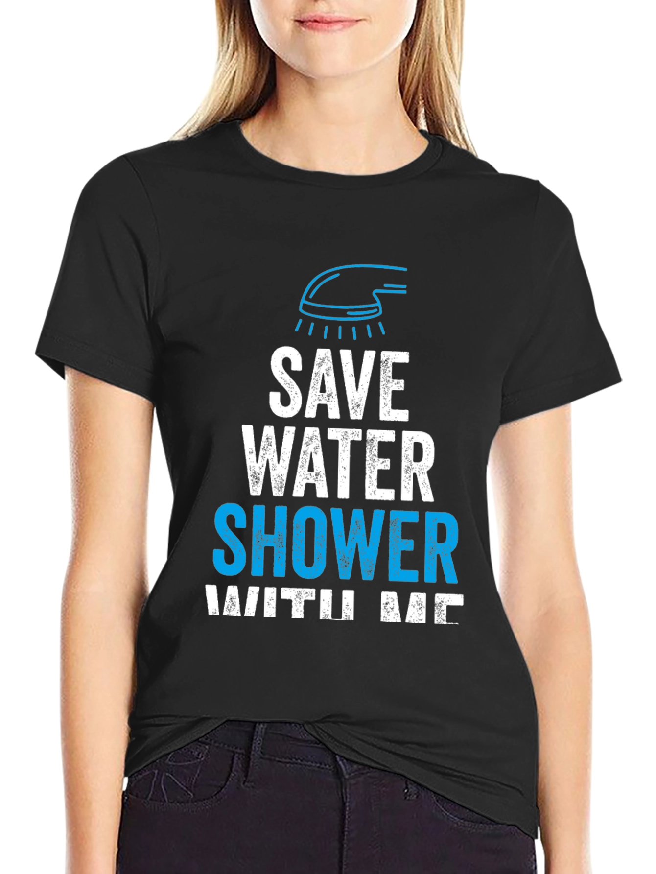Black Save Water Shower With Me Graphic Tee view 2