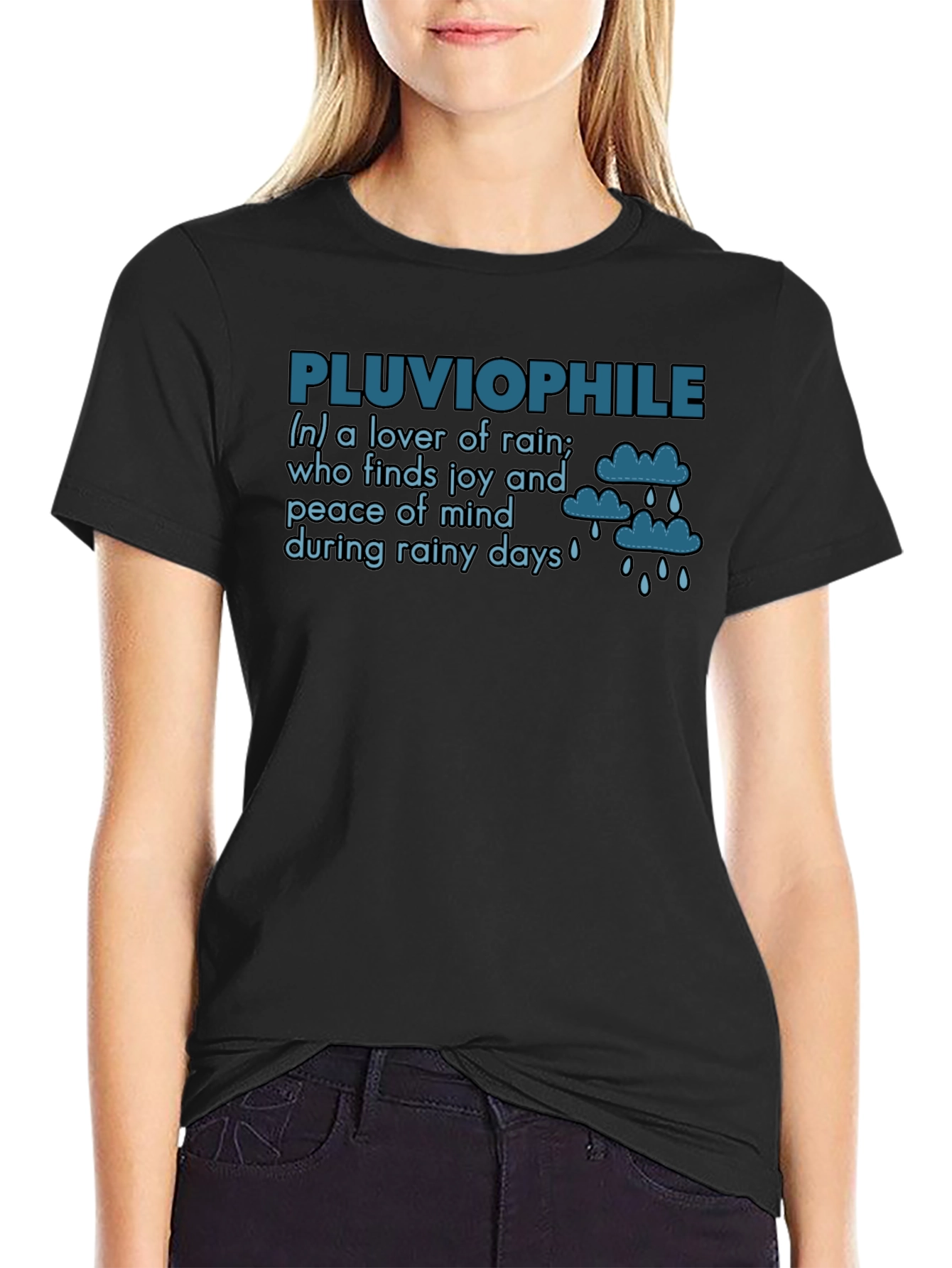 Black Pluviophile T-Shirt: Lover of Rain Graphic Tee view 2