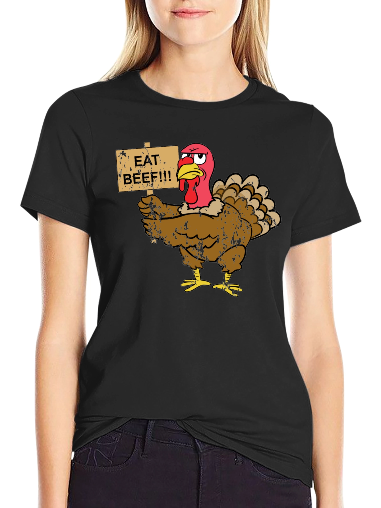 Black Eat Beef Turkey T-Shirt view 2