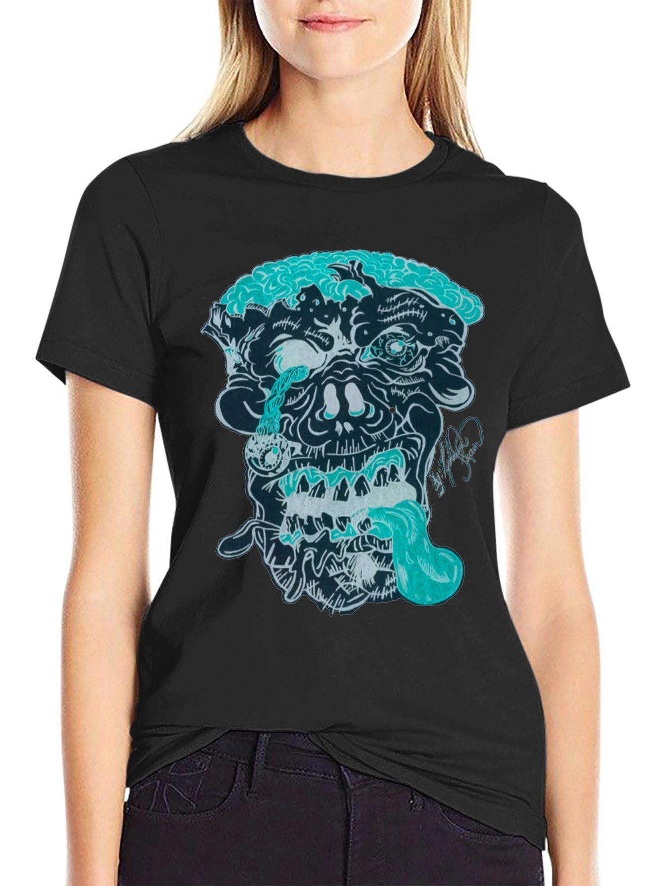 Black Zombie Graphic Print T-Shirt view 2