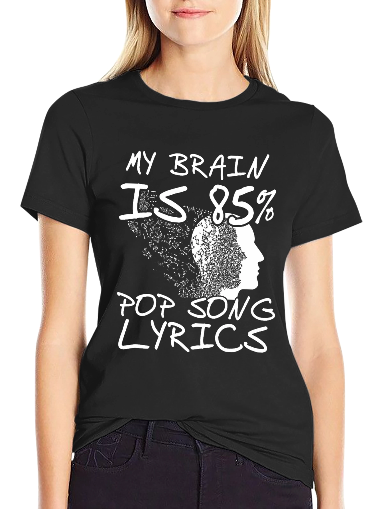 Black Pop Song Lyrics T-Shirt - Novelty Tee view 2
