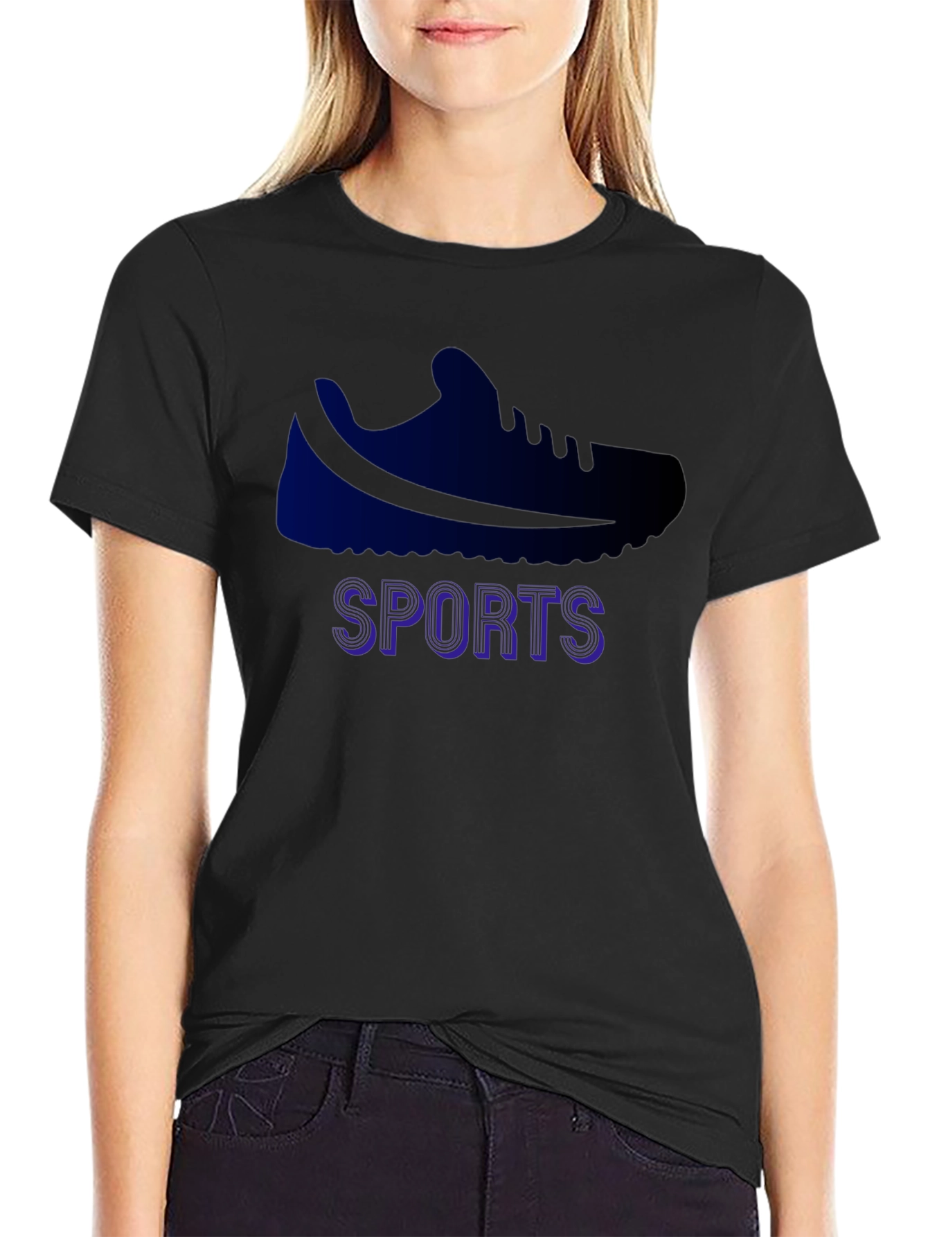 Black Sports Shoe Graphic Tee - Black Cotton Blend view 2