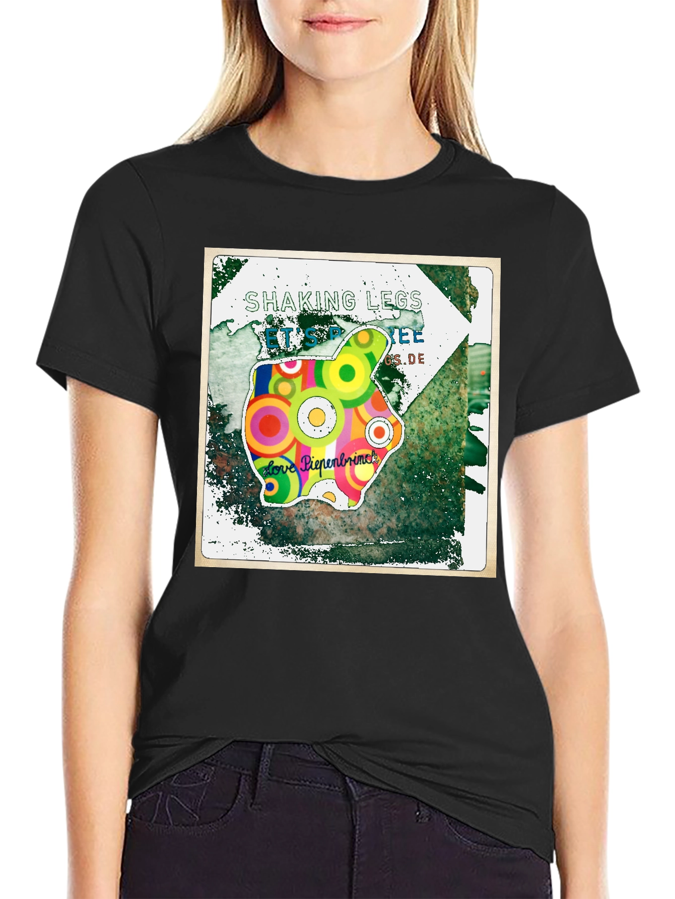 Black Retro Piggy Bank Graphic Tee view 2