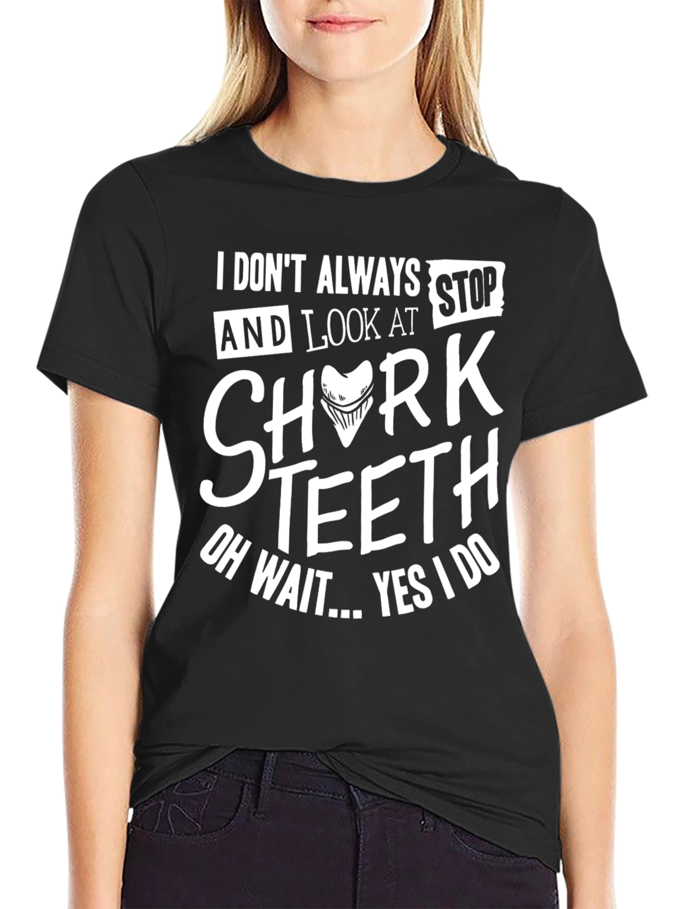 Black Shark Teeth Novelty Graphic T-Shirt view 2