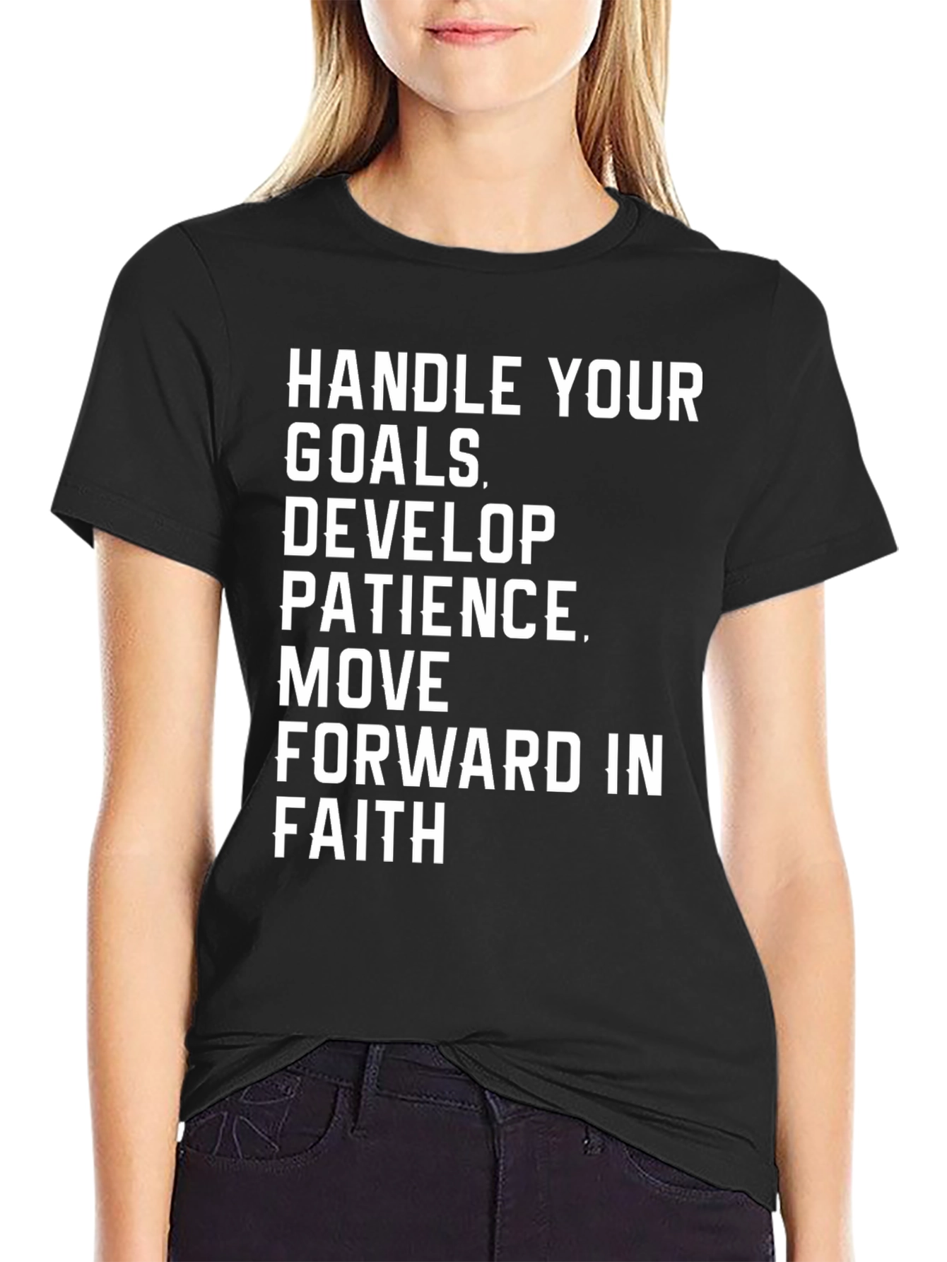 Black Motivational Graphic T-Shirt - Handle Your Goals view 2