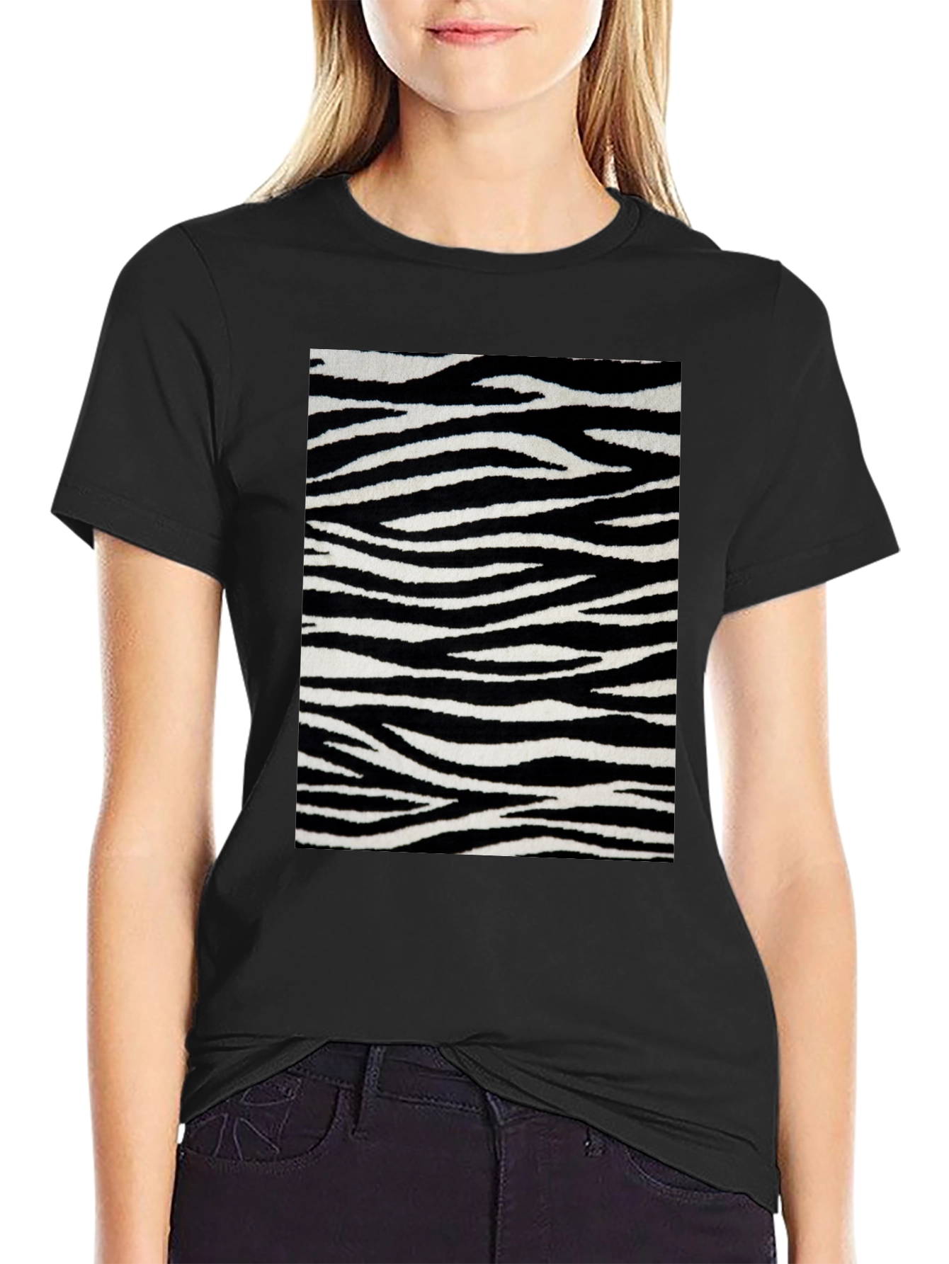 Black Zebra Stripe Graphic Tee - Bold Style view 2