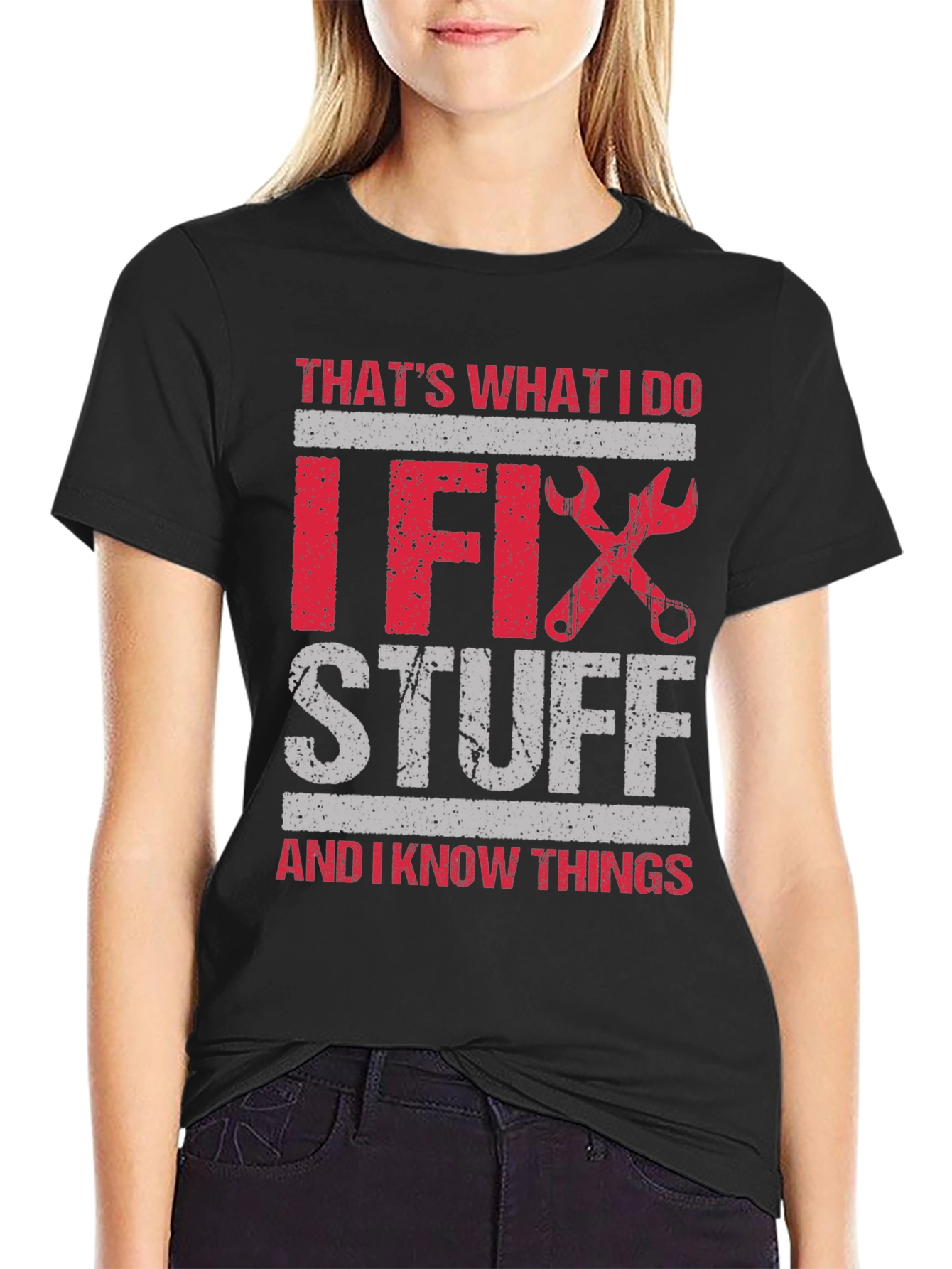Black I Fix Stuff T-Shirt: Humorous Gift for Handyman view 2