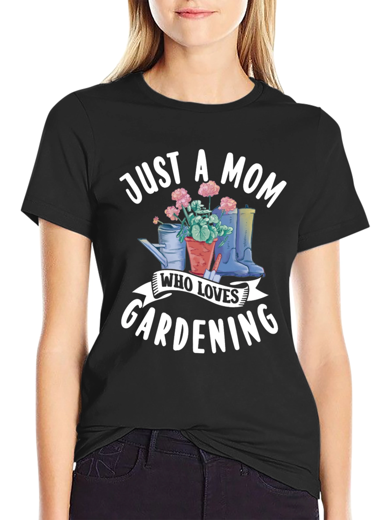 Black Gardening Mom T-Shirt view 2