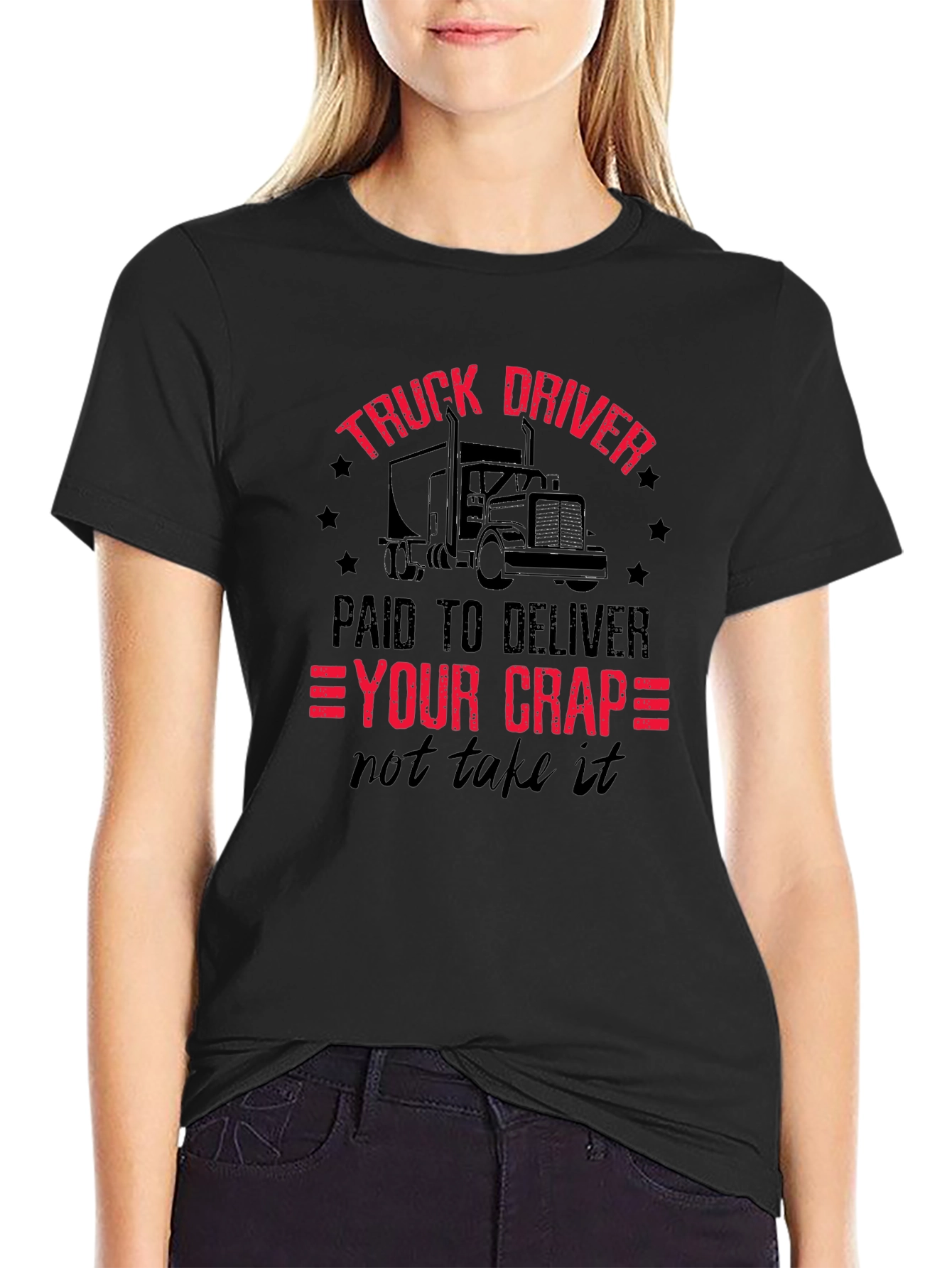 Black Truck Driver - Paid To Deliver T-Shirt view 2