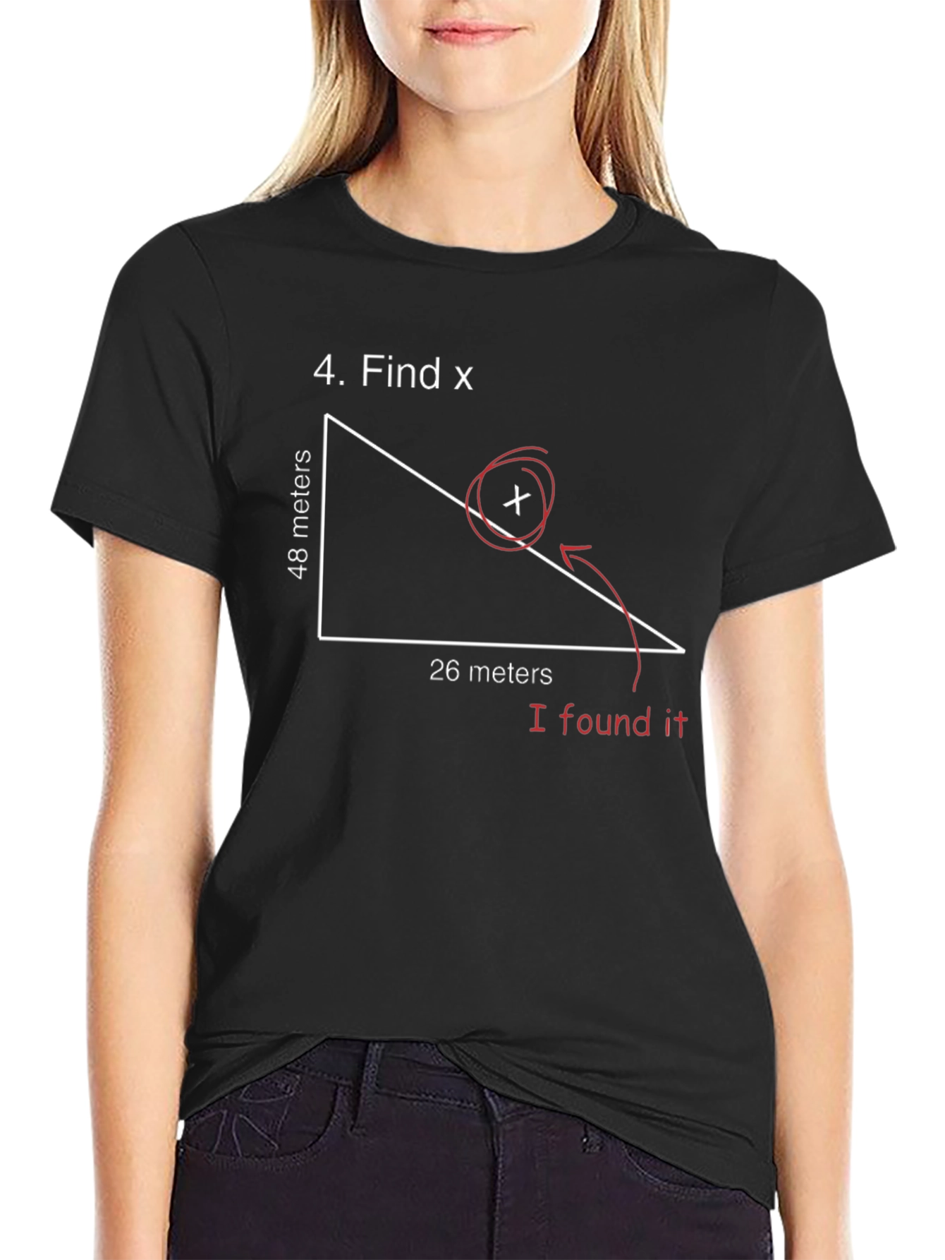 Black Funny Math T-Shirt: Find X Graphic Tee view 2