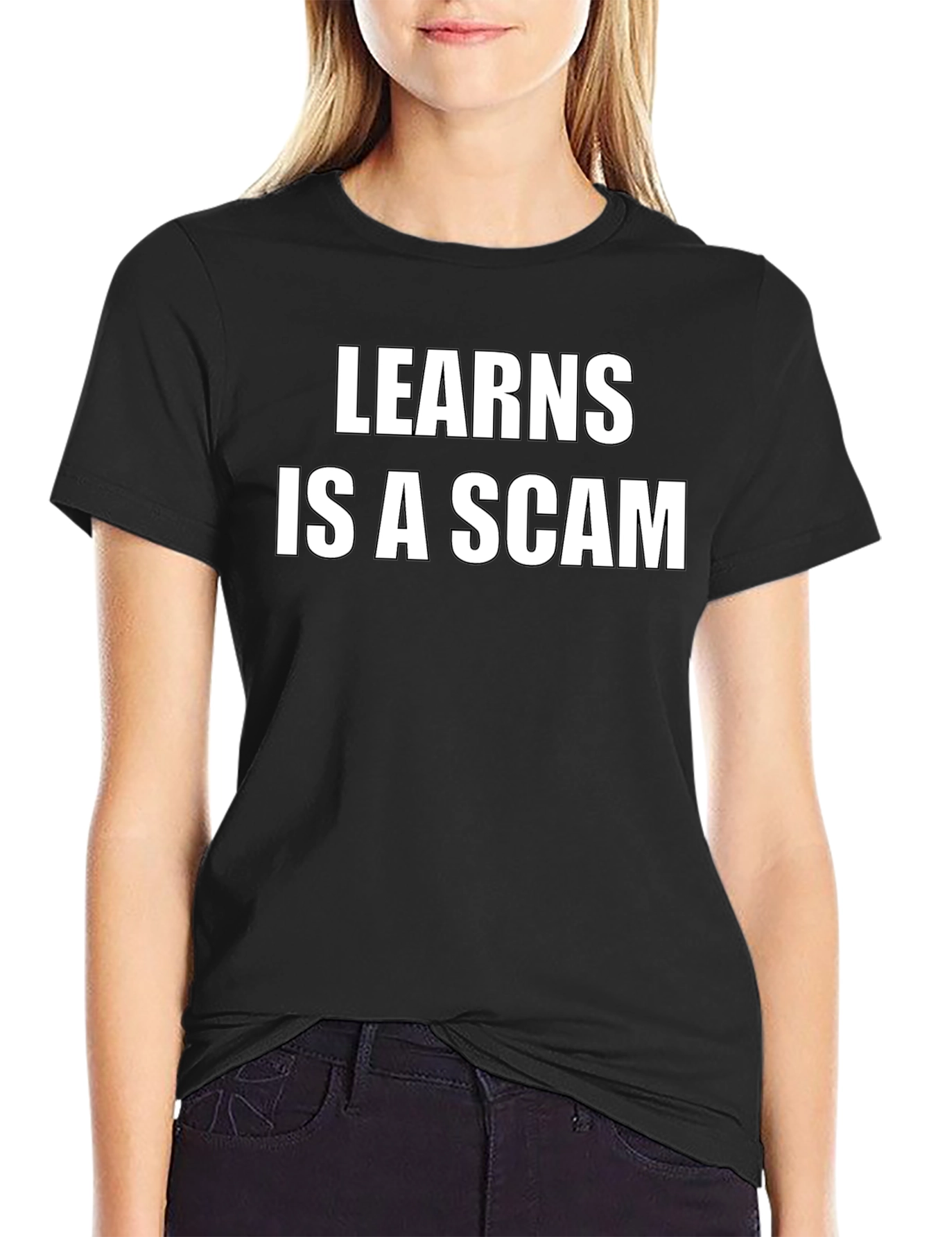 Black Learns is a Scam Black Graphic Tee view 2