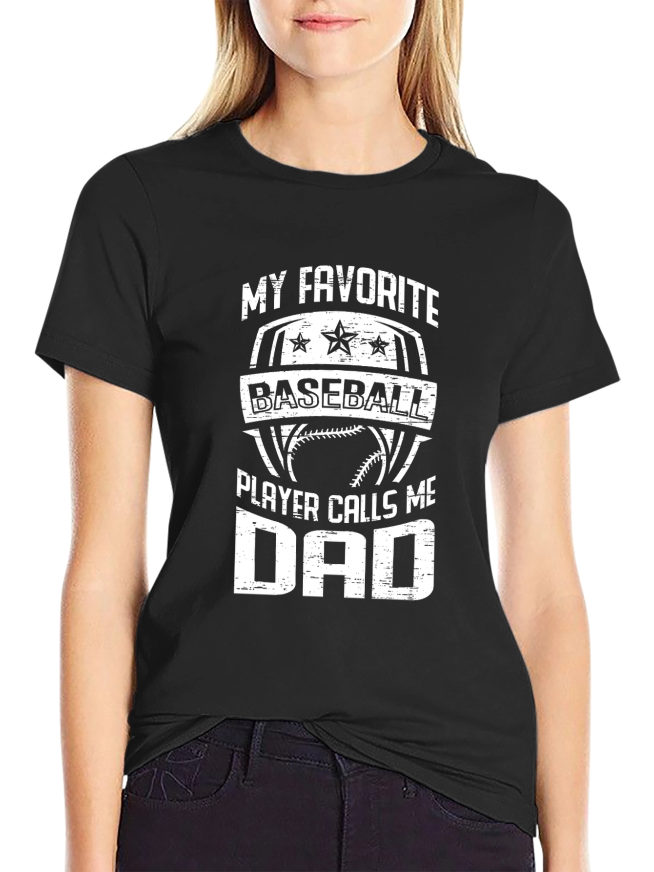 Black Baseball Dad T-Shirt - Favorite Player Gift view 2