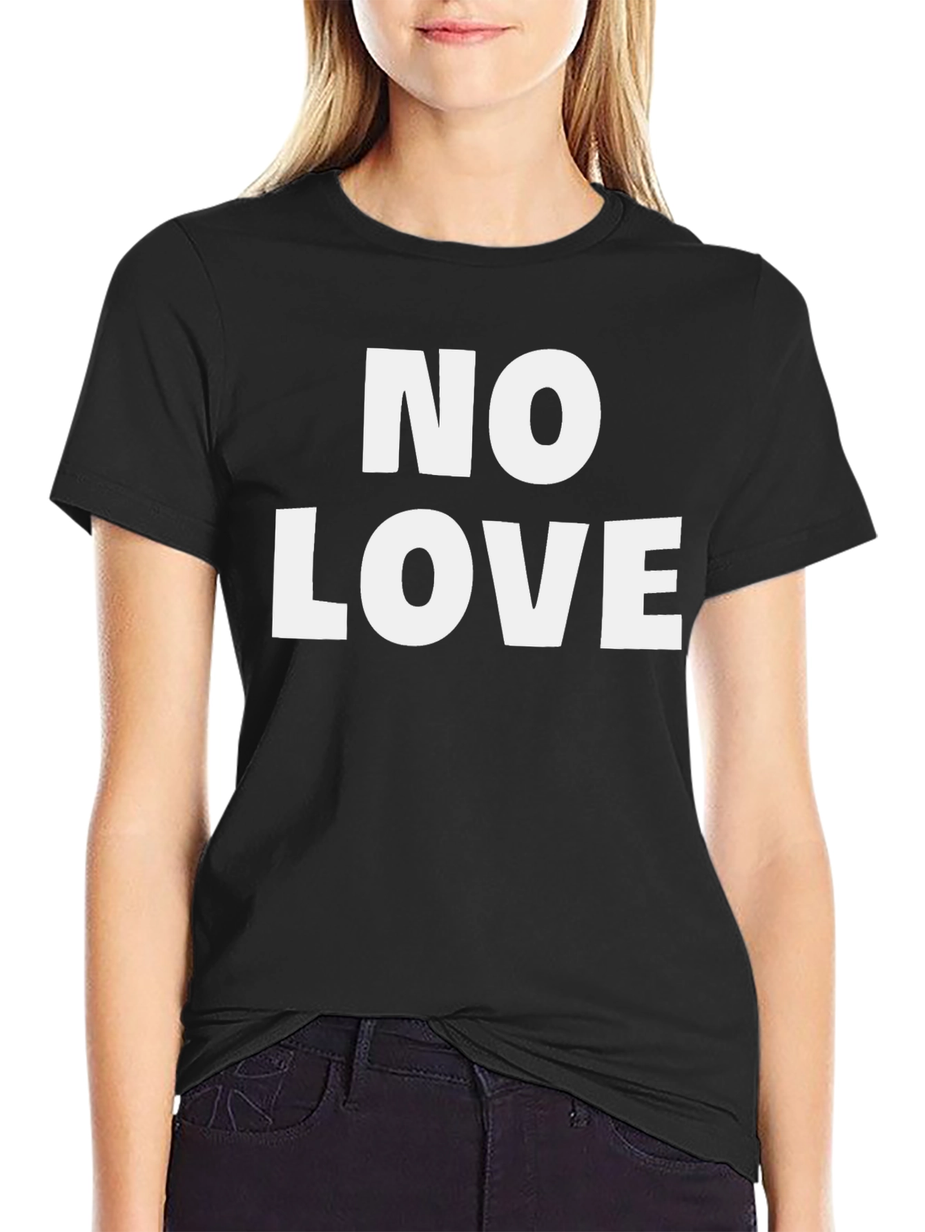 Black No Love Graphic T-Shirt - Men's Crew Neck Tee view 2